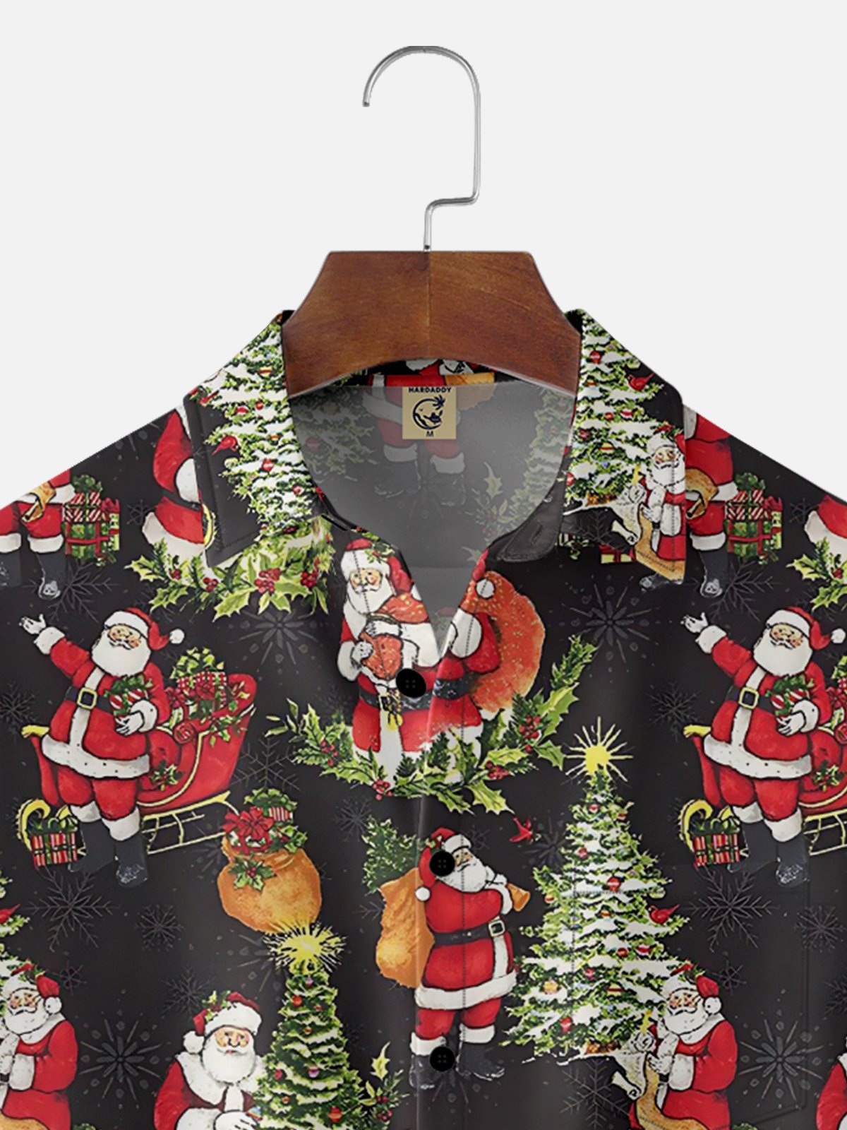 Moisture Wicking Merry Christmas Santa Chest Pocket Hawaiian Shirt