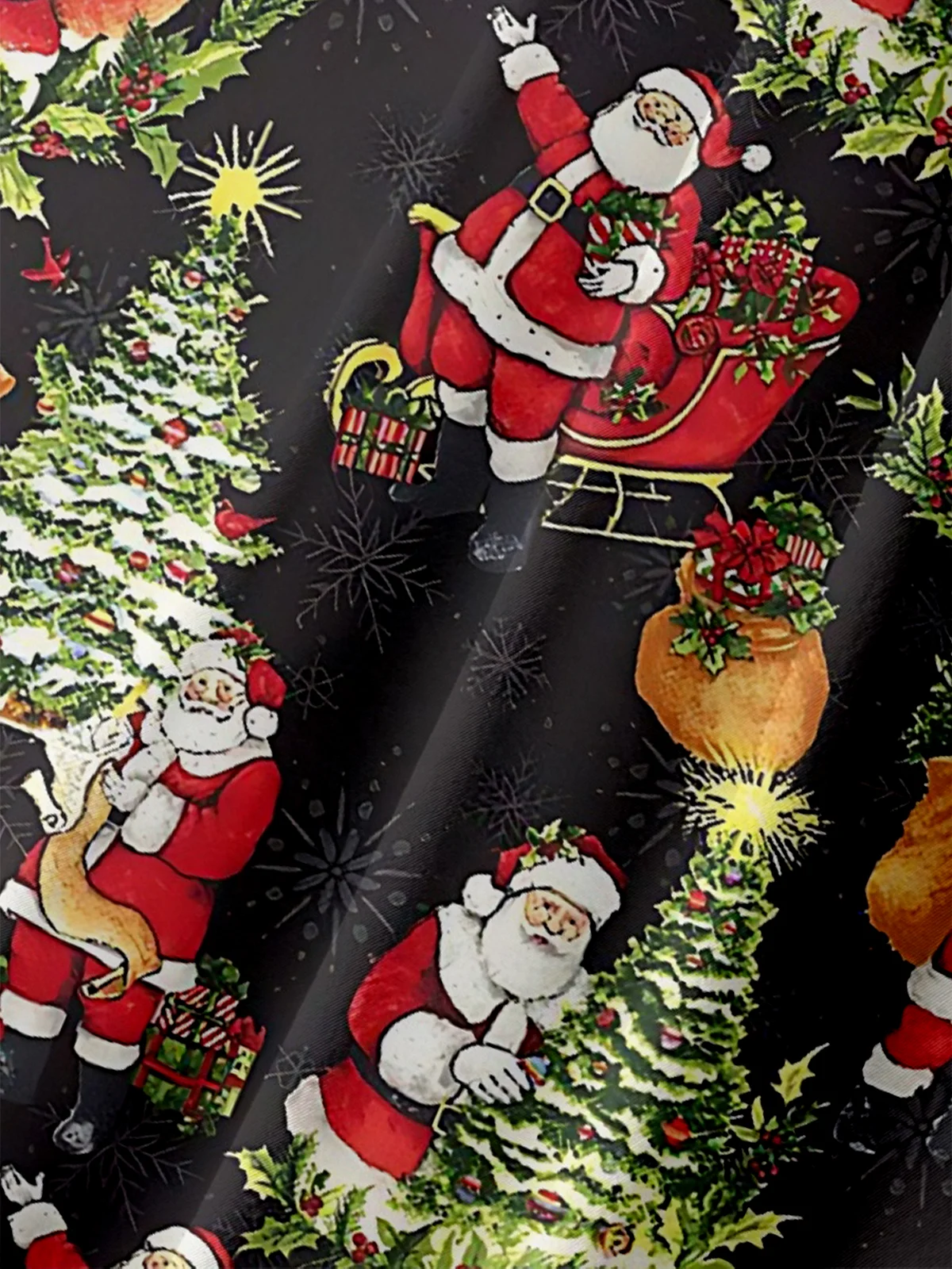 Moisture Wicking Merry Christmas Santa Chest Pocket Hawaiian Shirt