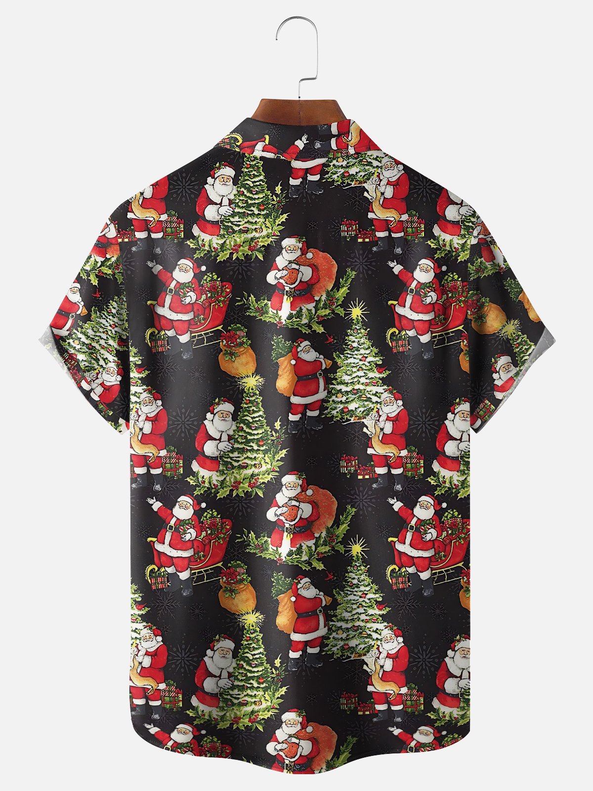 Moisture Wicking Merry Christmas Santa Chest Pocket Hawaiian Shirt
