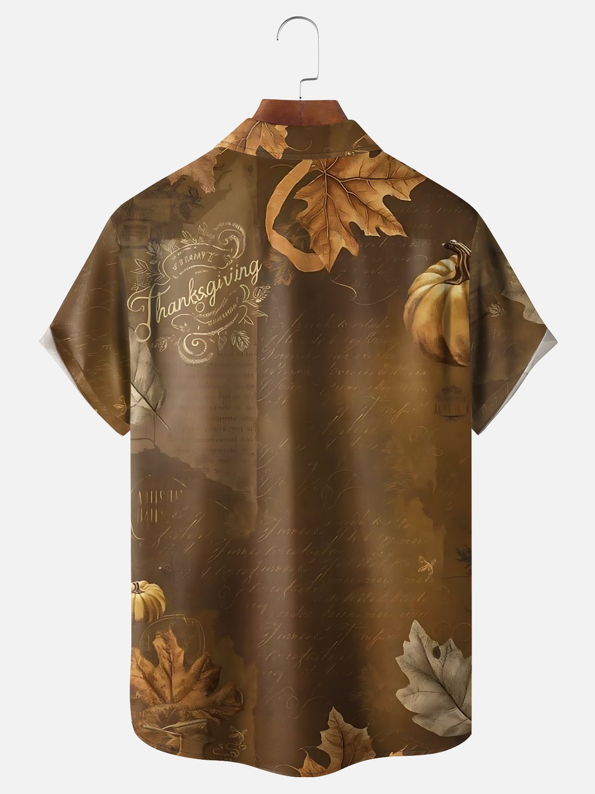Moisture Wicking Thanksgiving Fun Turkey Flamingo Chest Pocket Hawaiian Shirt