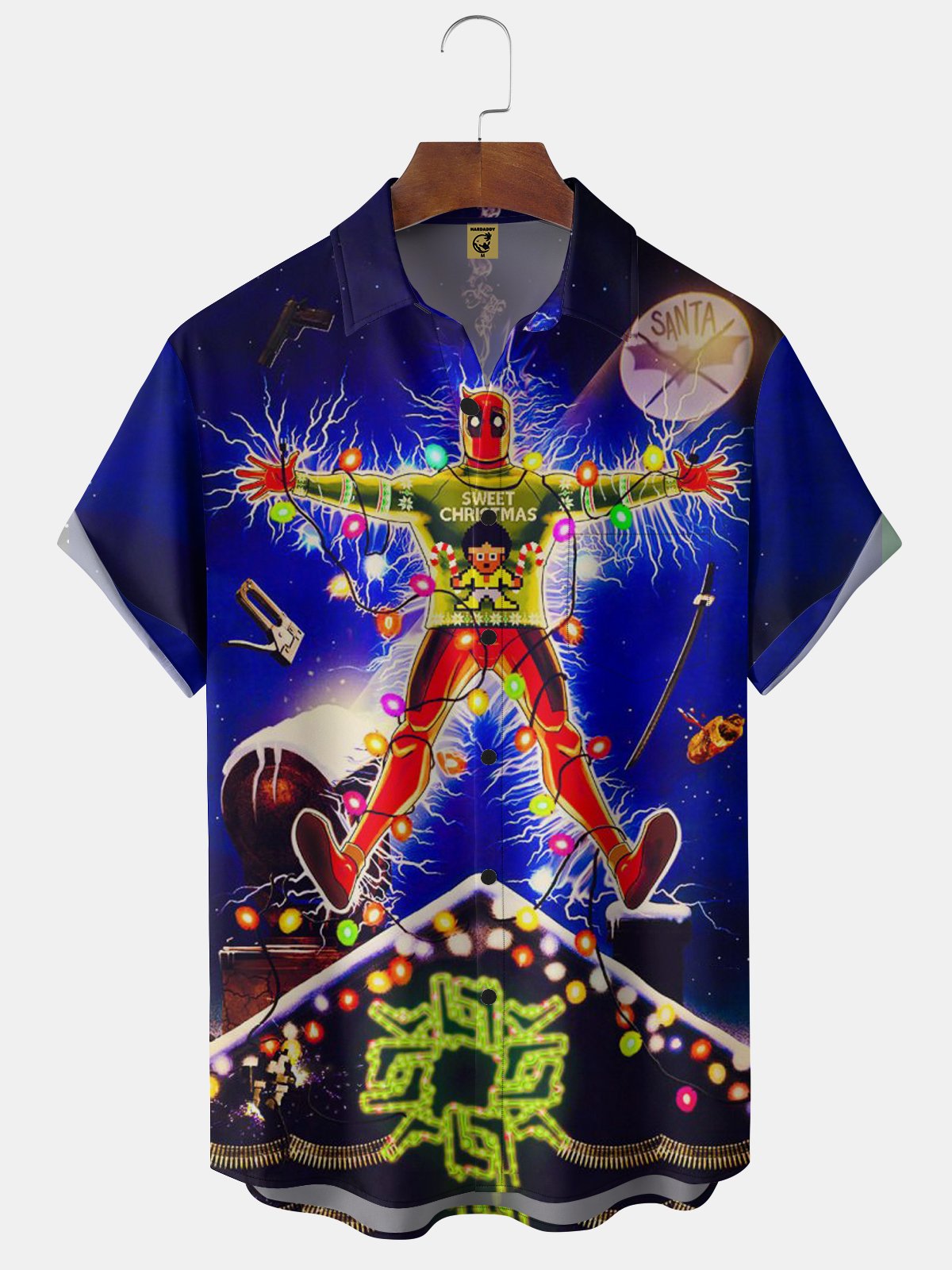 Moisture-wicking Christmas Santa Claus Griswold Chest Pocket Casual Shirt