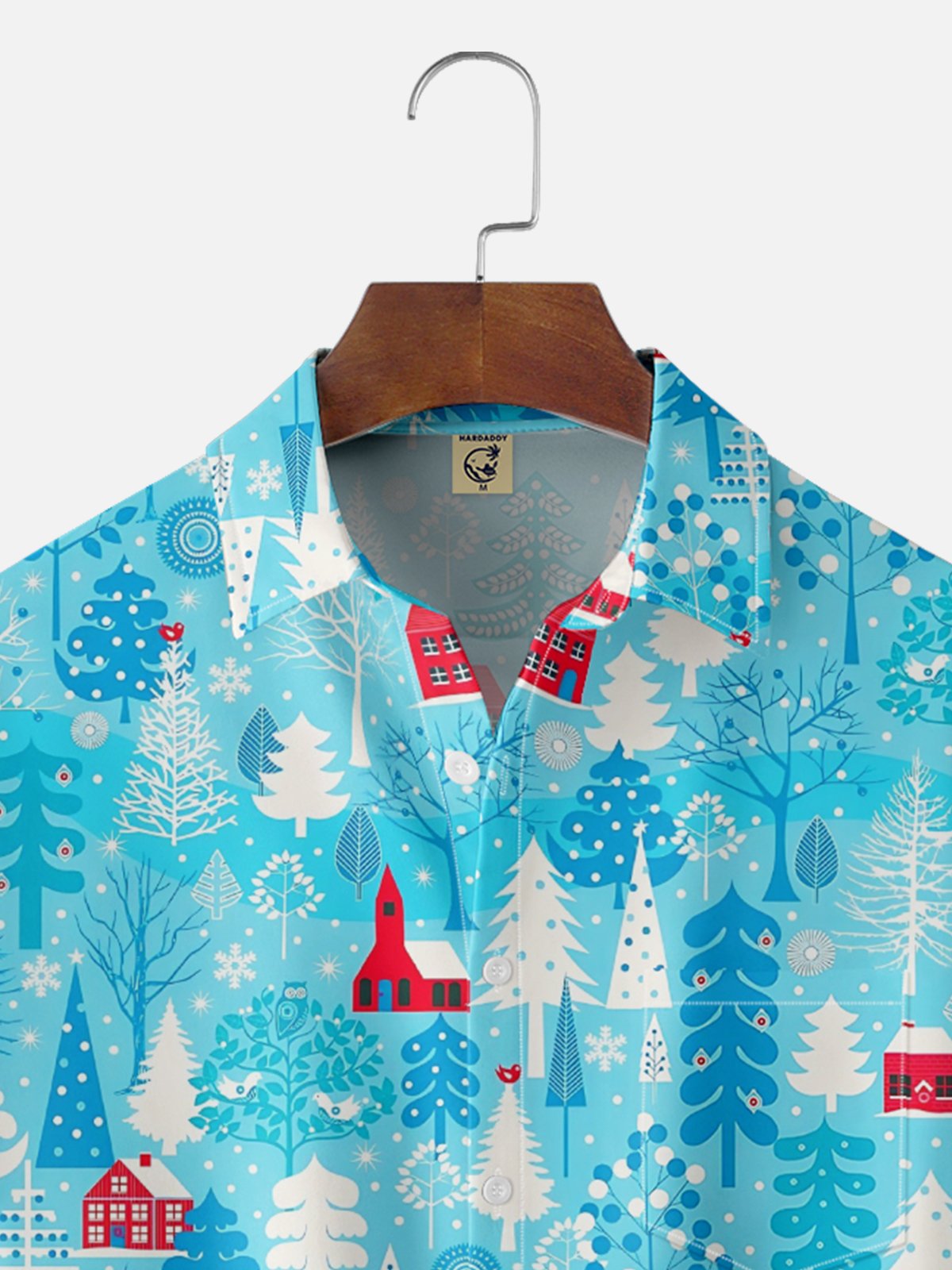Moisture-wicking Christmas Tree Chest Pocket Casual Shirt