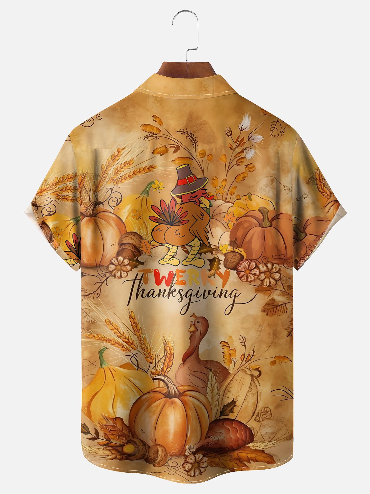 Moisture Wicking Thanksgiving Funny Turkey Chest Pocket Hawaiian Shirt