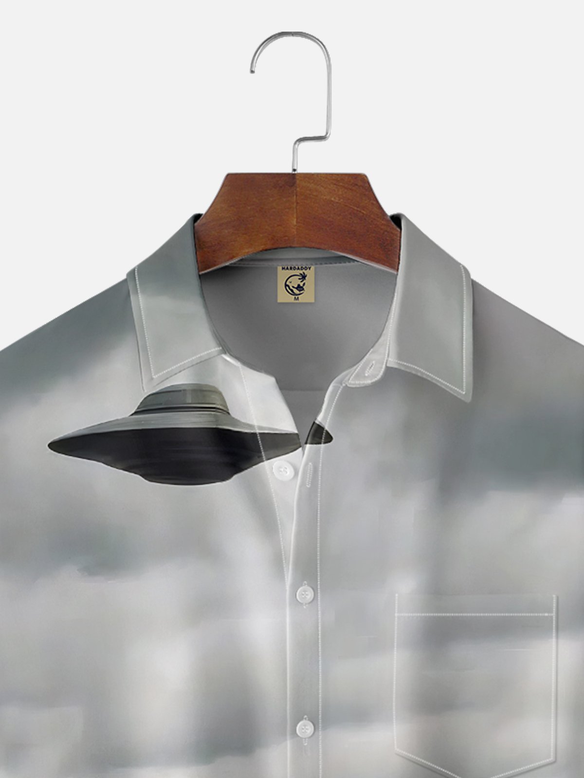 Moisture-wicking Bigfoot Loch Ness Monster UFO Chest Pocket Casual Shirt