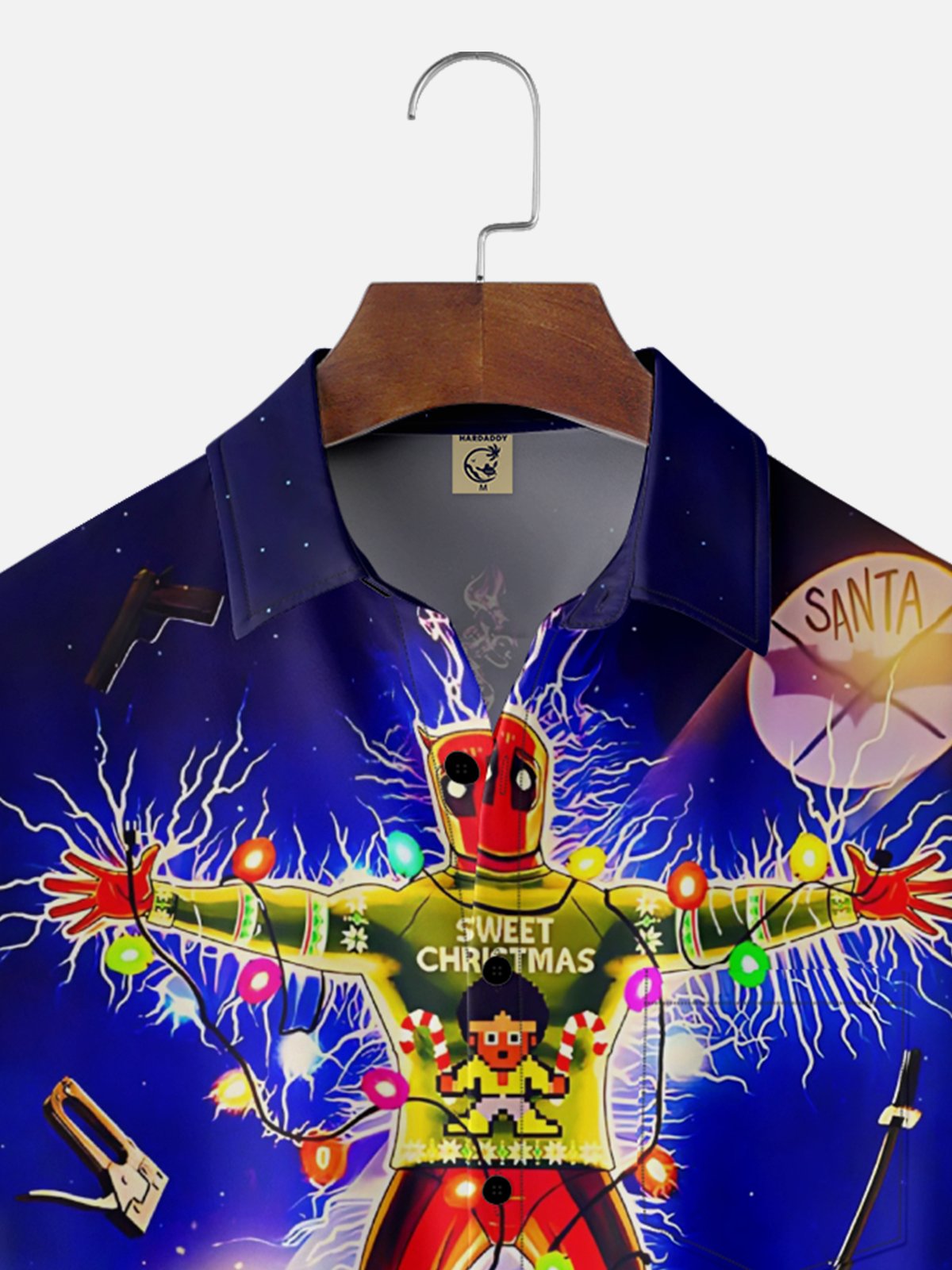 Moisture-wicking Christmas Santa Claus Griswold Chest Pocket Casual Shirt