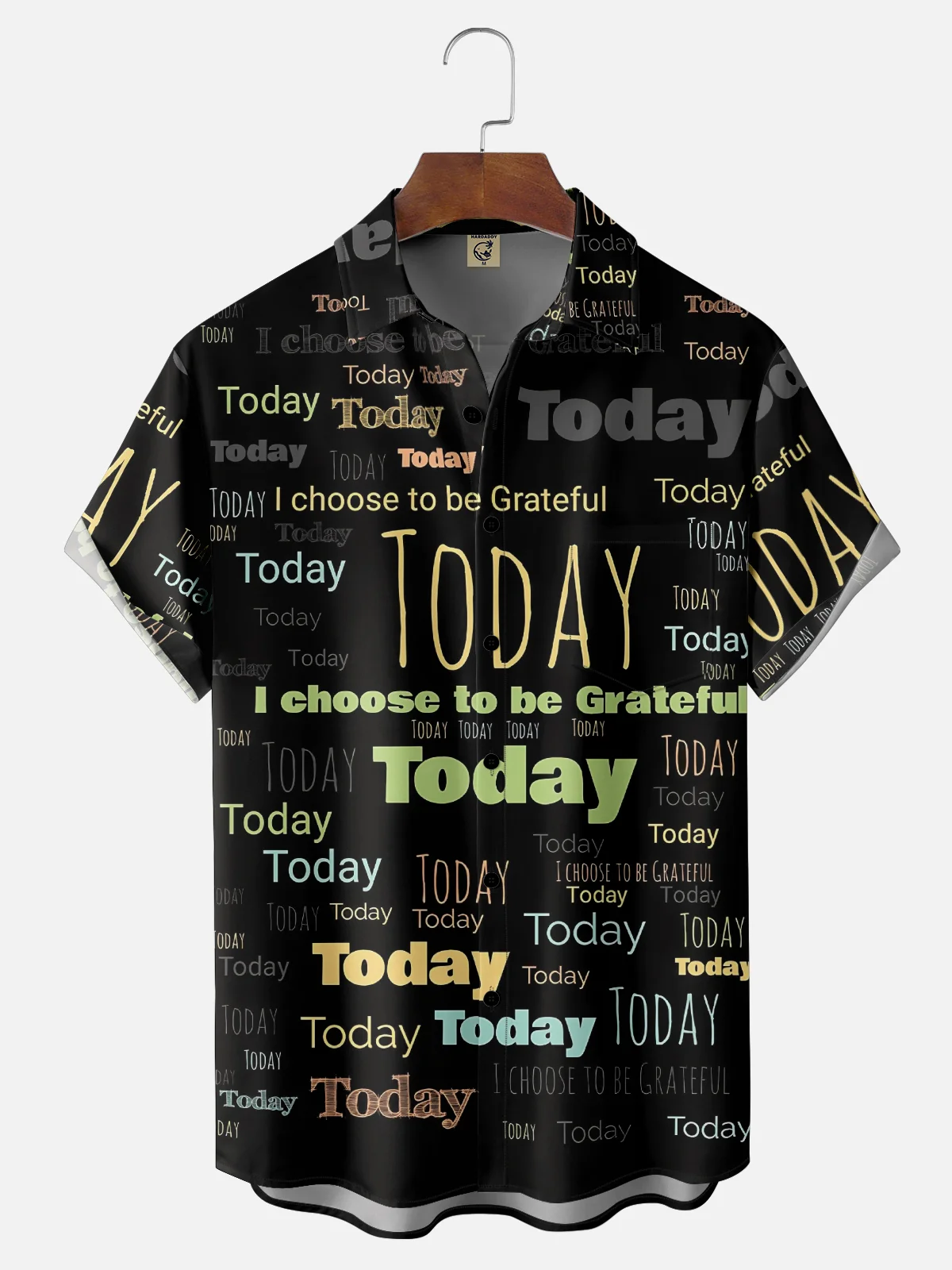 Moisture Wicking Today Slogan Chest Pocket Hawaiian Shirt