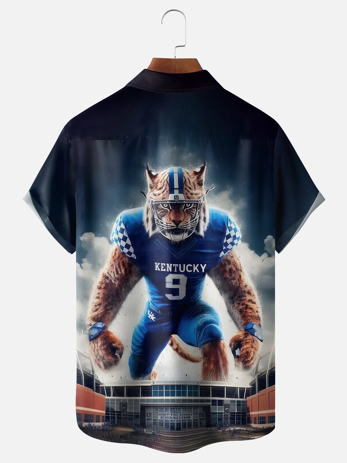 Moisture-wicking American Football Kentucky Art Wildcats Chest Pocket Casual Shirt