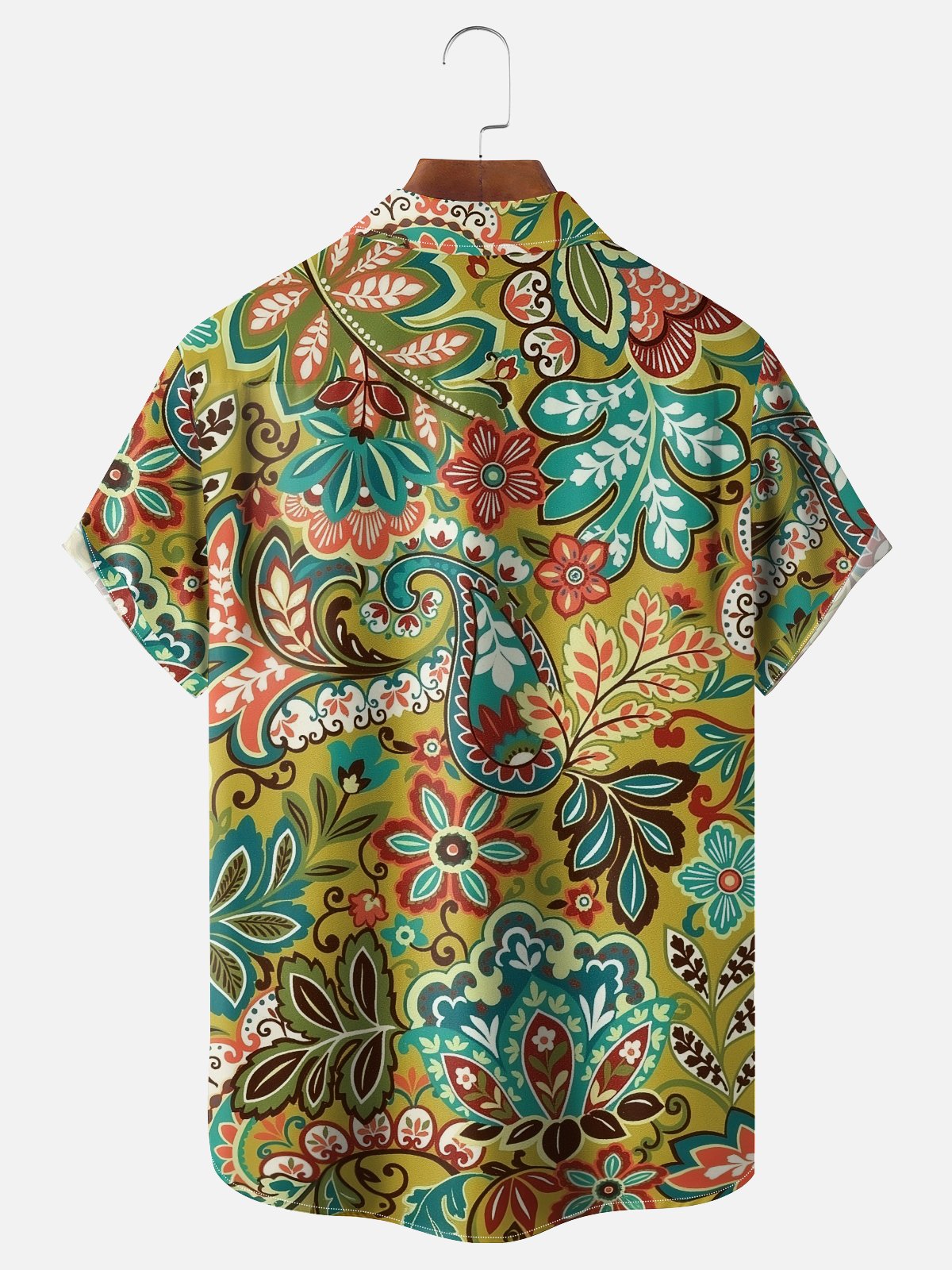 Moisture-wicking Paisley Flower Chest Pocket Casual Shirt