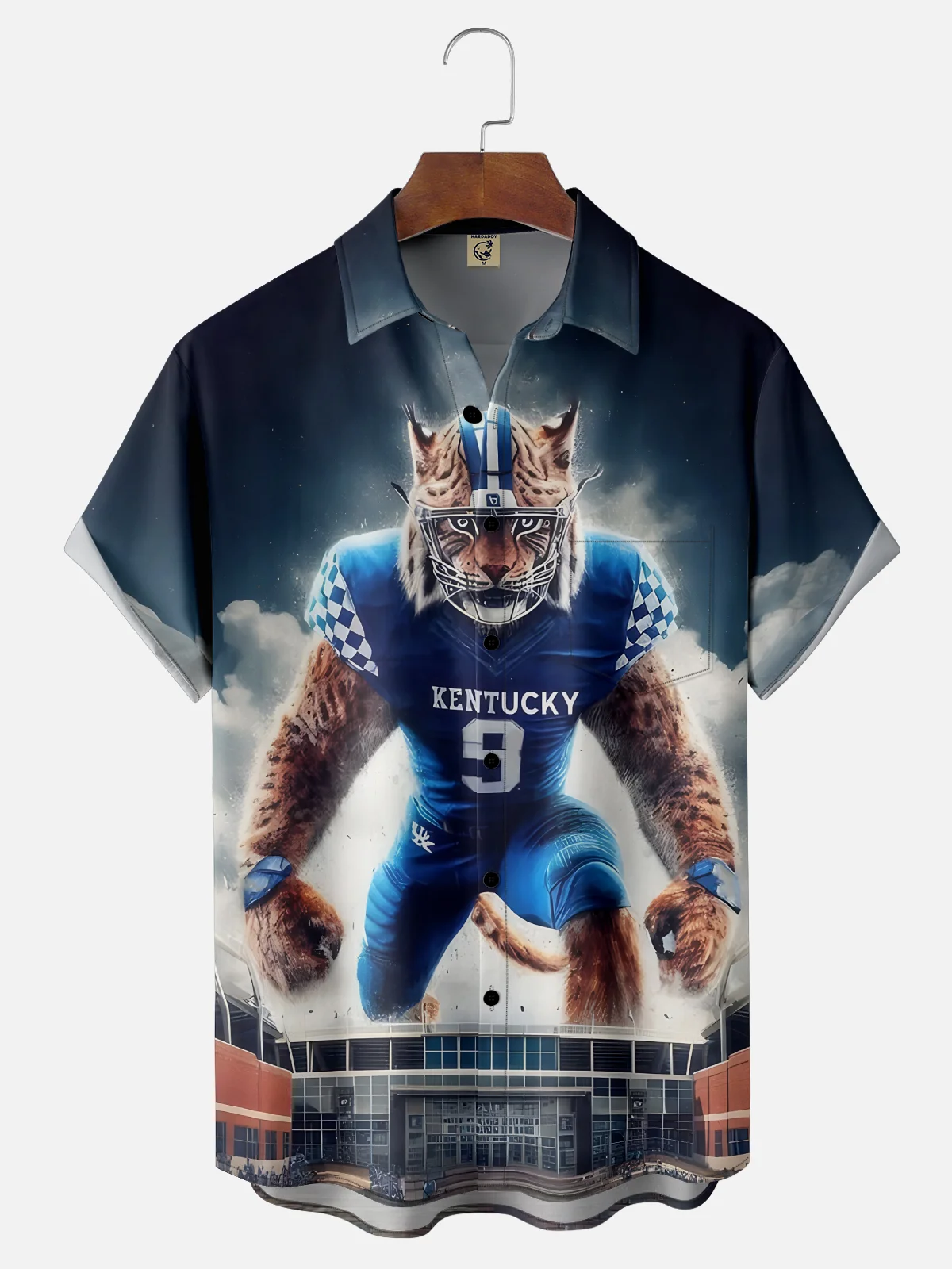 Moisture-wicking American Football Kentucky Art Wildcats Chest Pocket Casual Shirt