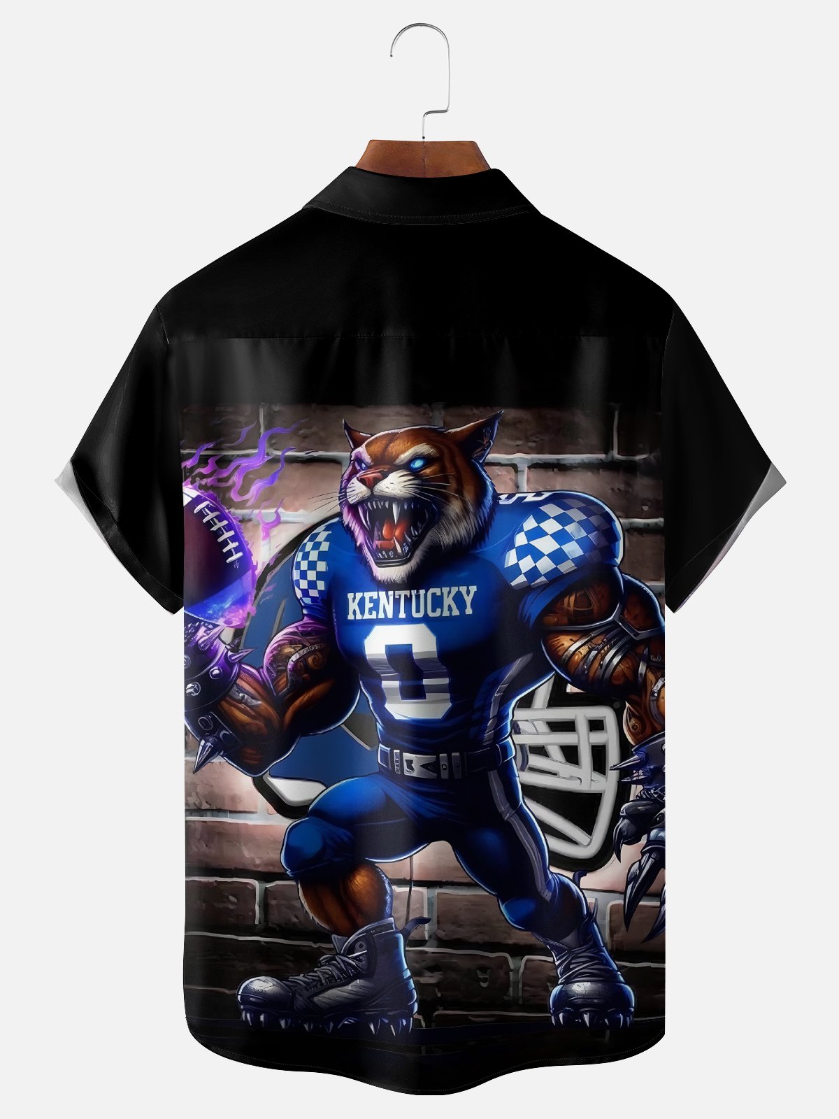 Moisture-wicking American Football Kentucky Art Wildcats Chest Pocket Casual Shirt