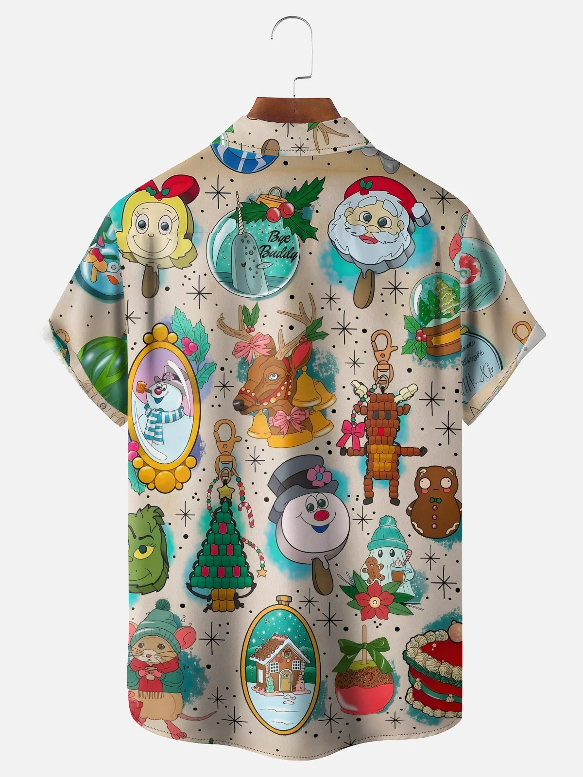 Moisture-Wicking Christmas Snowman Frosty The Snowman Santa Claus Christmas Tree Elk Chest Pocket Hawaiian Shirt