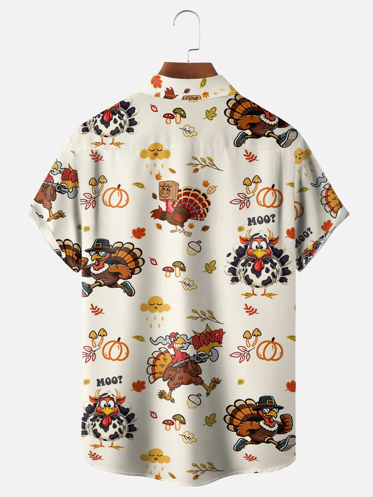 Moisture Wicking Thanksgiving Funny Turkey Chest Pocket Hawaiian Shirt