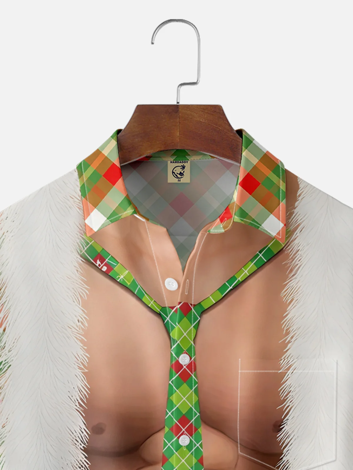 Moisture-Wicking Christmas Decoration Clothes Muscle Plaid Chest Pocket Hawaiian Shirt