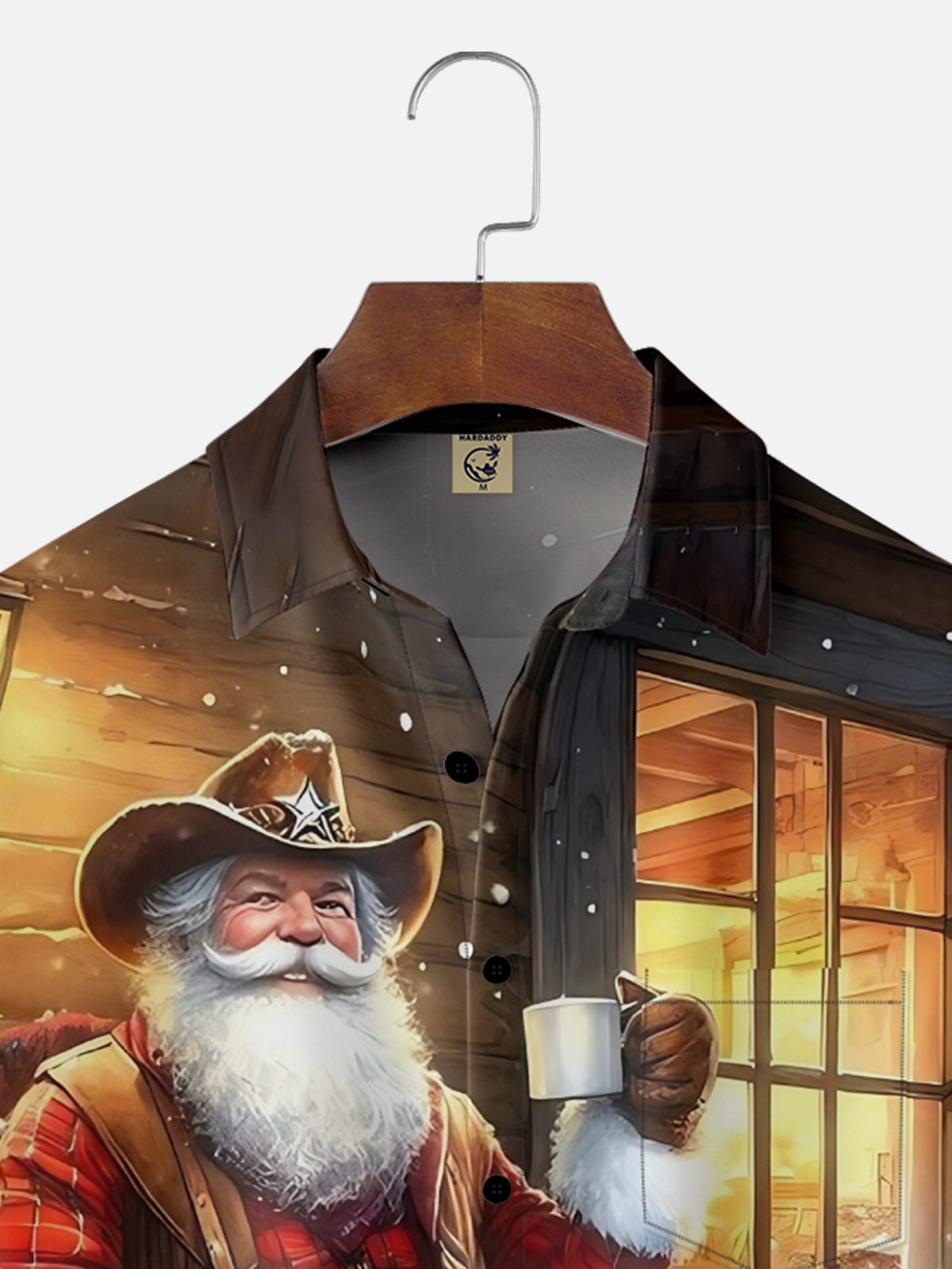 Moisture-wicking Christmas Santa Claus Christmas Tree Holiday Chest Pocket Casual Shirt