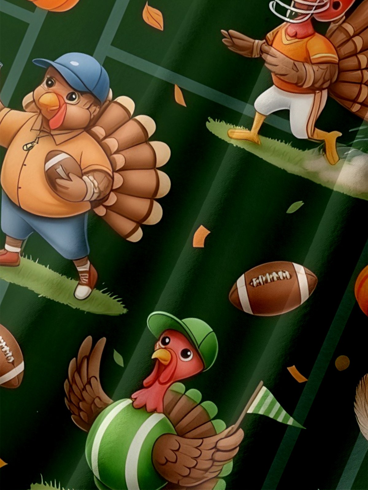 Moisture-wicking Thanksgiving Turkey Football Chest Pocket Casual Shirt