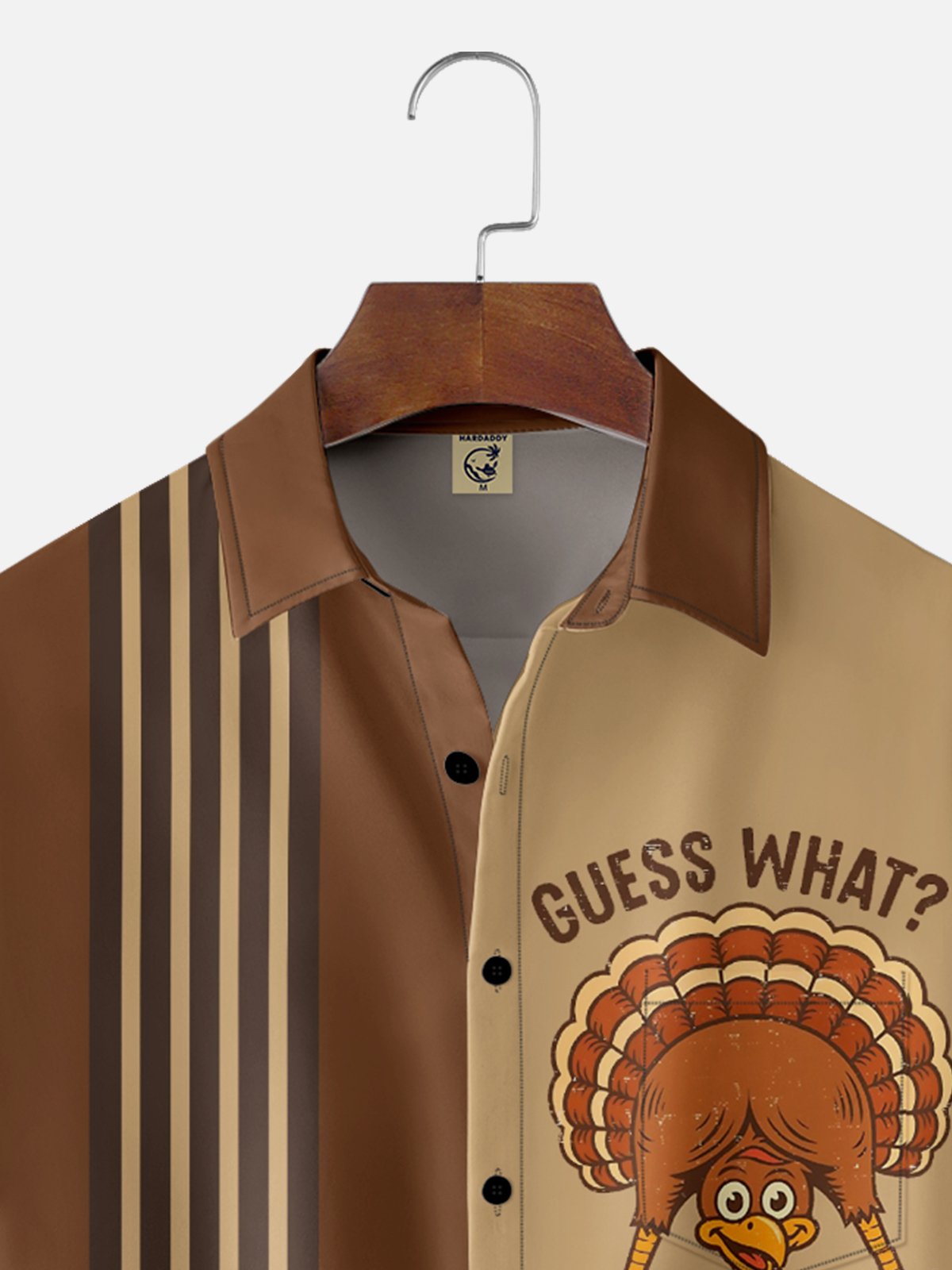 Moisture-wicking Thanksgiving Guess What？Turkey Butt！Chest Pocket Bowling Shirt