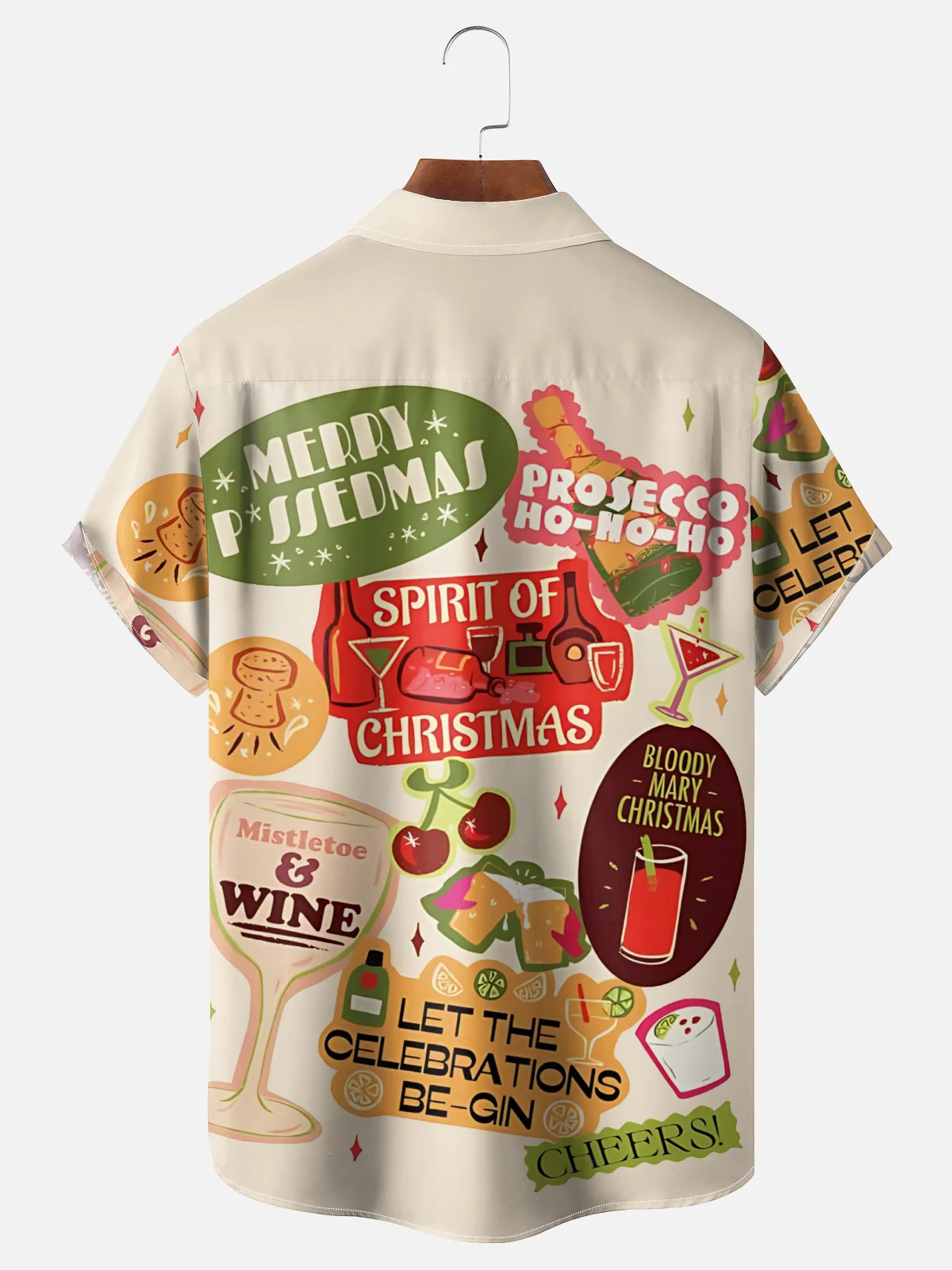 Moisture-wicking Christmas Geomatric Cocktail Chest Pocket Casual Shirt