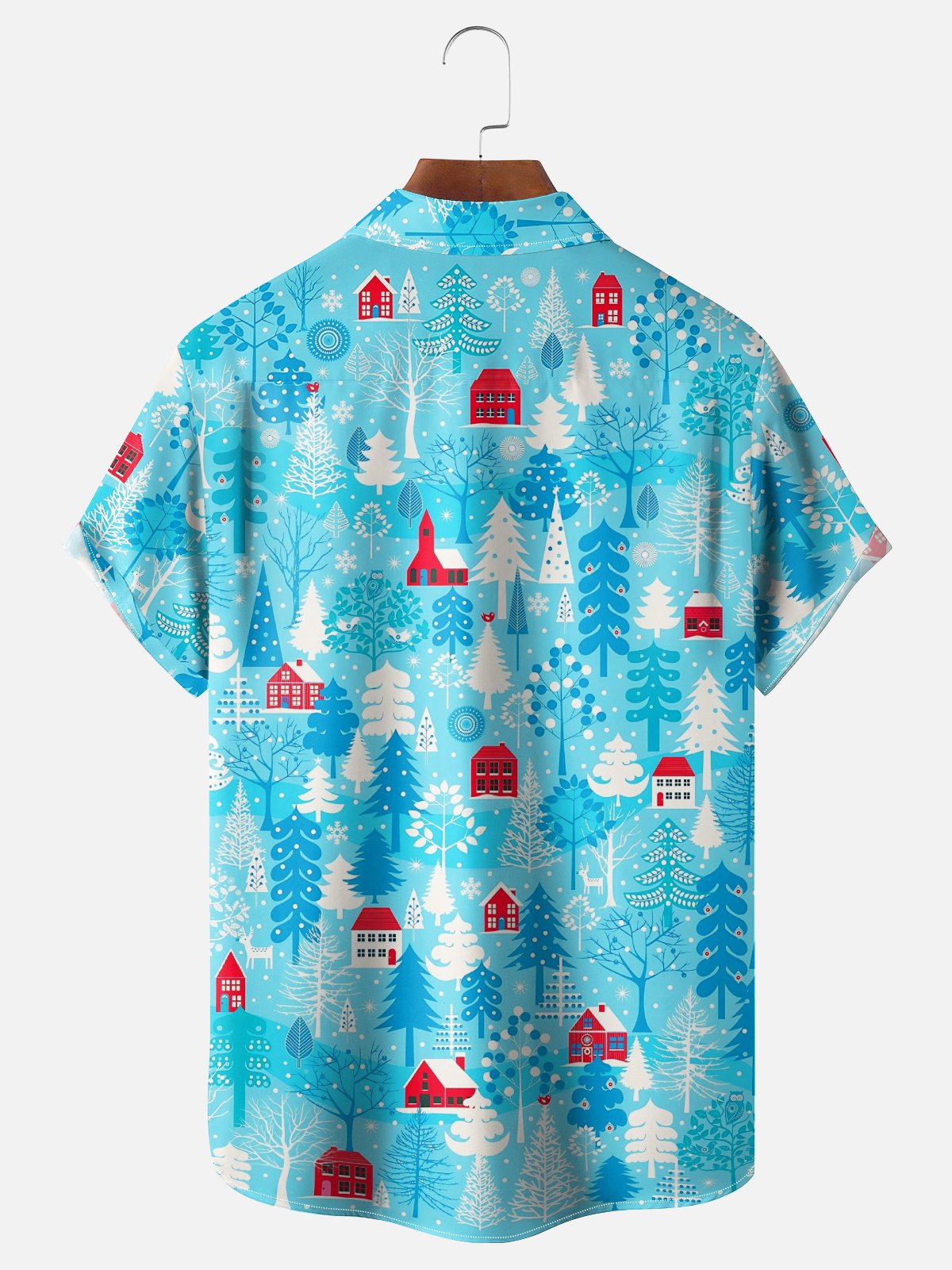 Moisture-wicking Christmas Tree Chest Pocket Casual Shirt