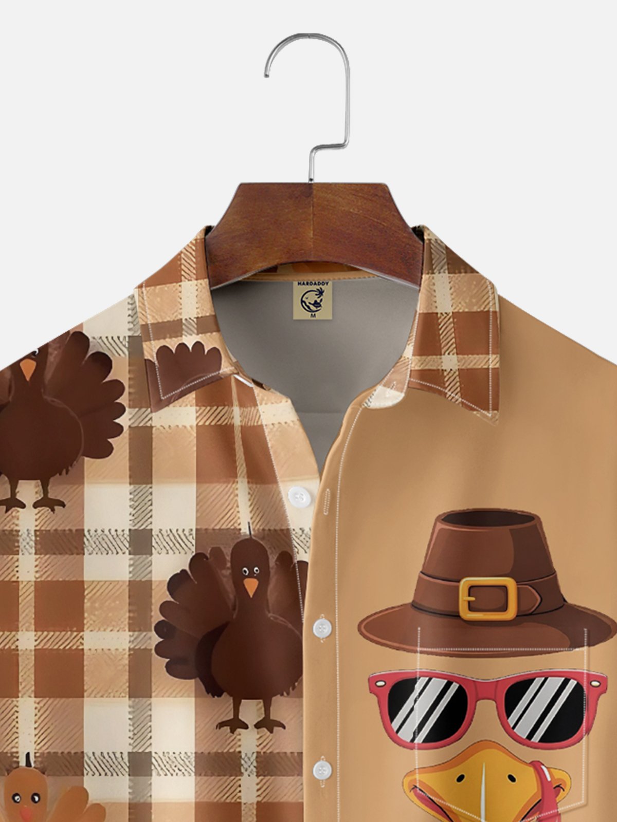 Moisture Wicking Thanksgiving Funny Turkey Chest Pocket Hawaiian Shirt