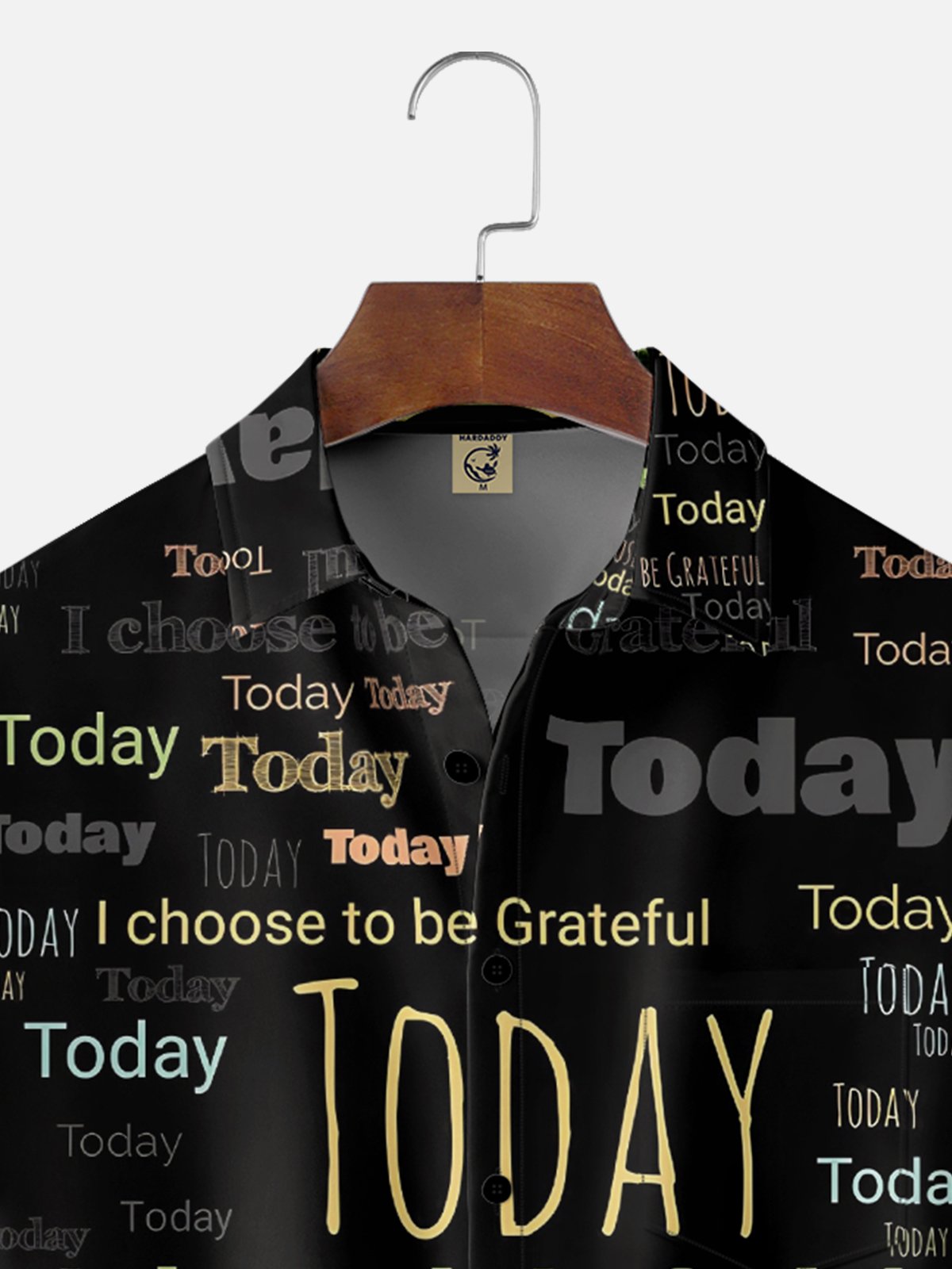 Moisture Wicking Today Slogan Chest Pocket Hawaiian Shirt