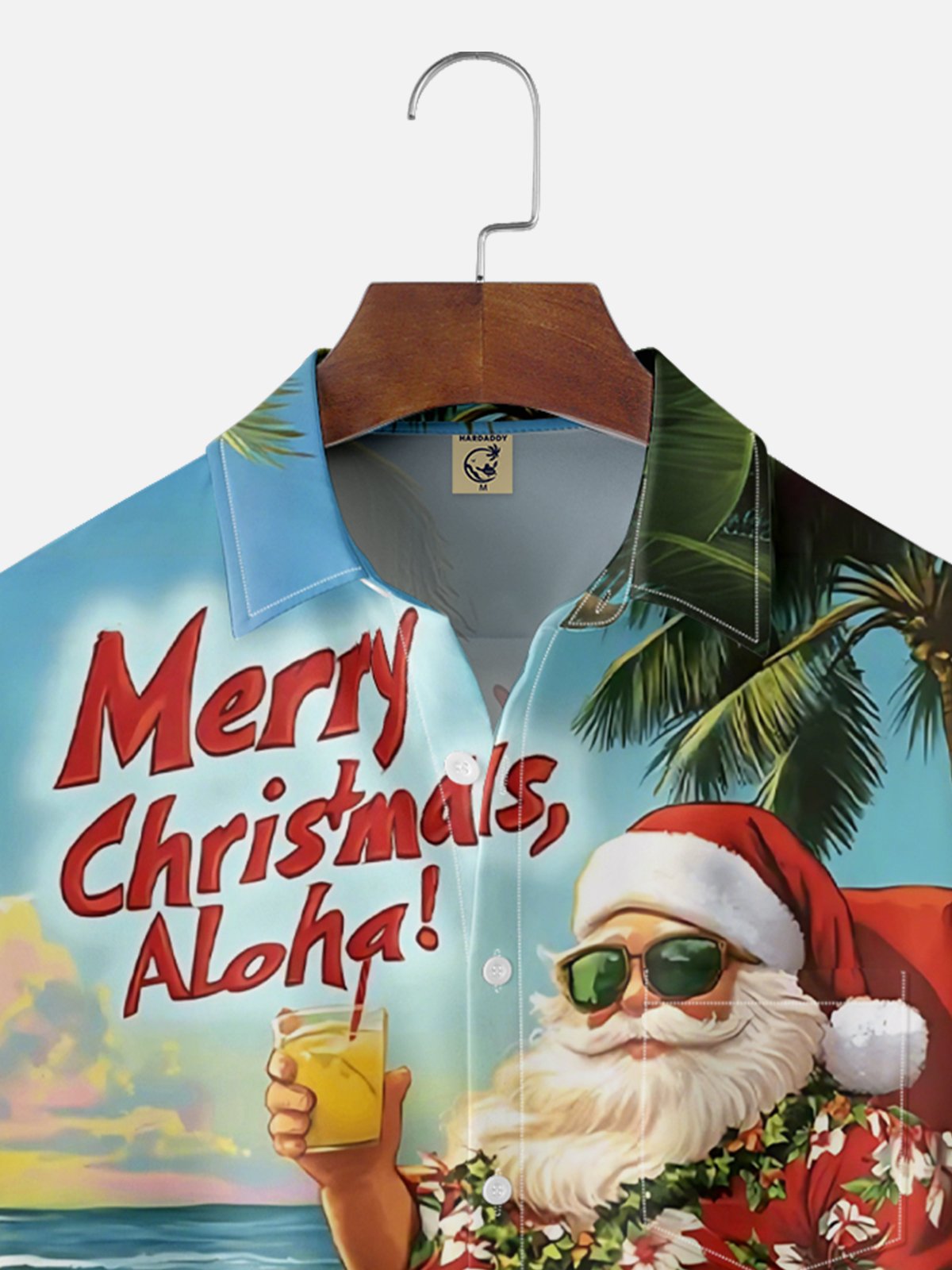 Moisture Wicking Merry Christmas Santa Exclusive Chest Pocket Hawaiian Shirt