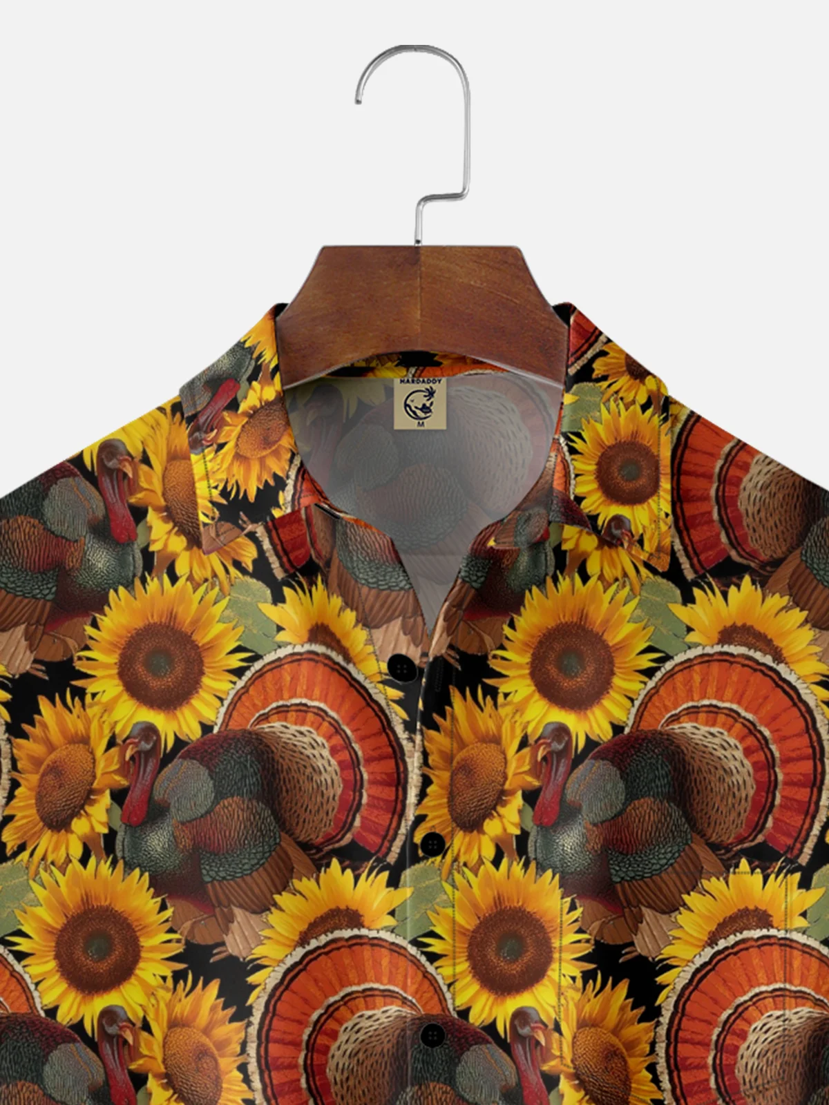 Moisture-wicking Thanksgiving Turkey Sunflower Chest Pocket Casual Shirt