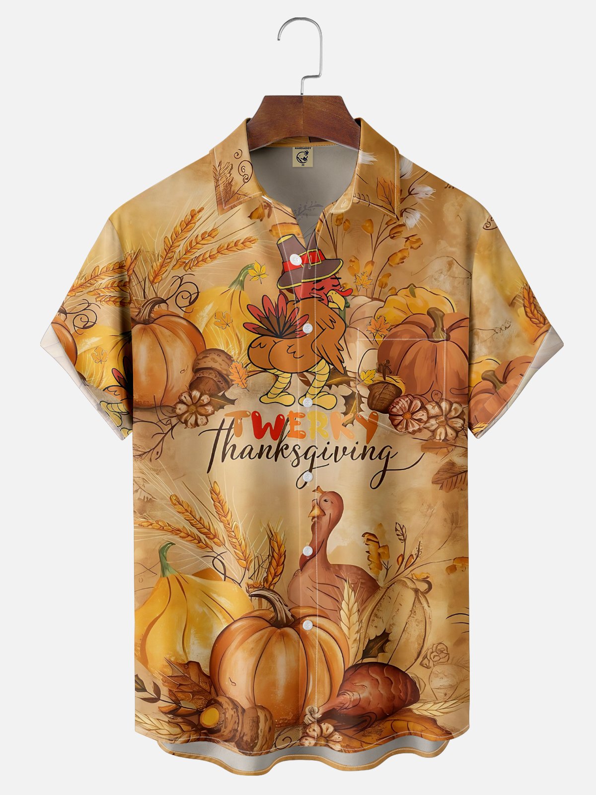 Moisture Wicking Thanksgiving Funny Turkey Chest Pocket Hawaiian Shirt