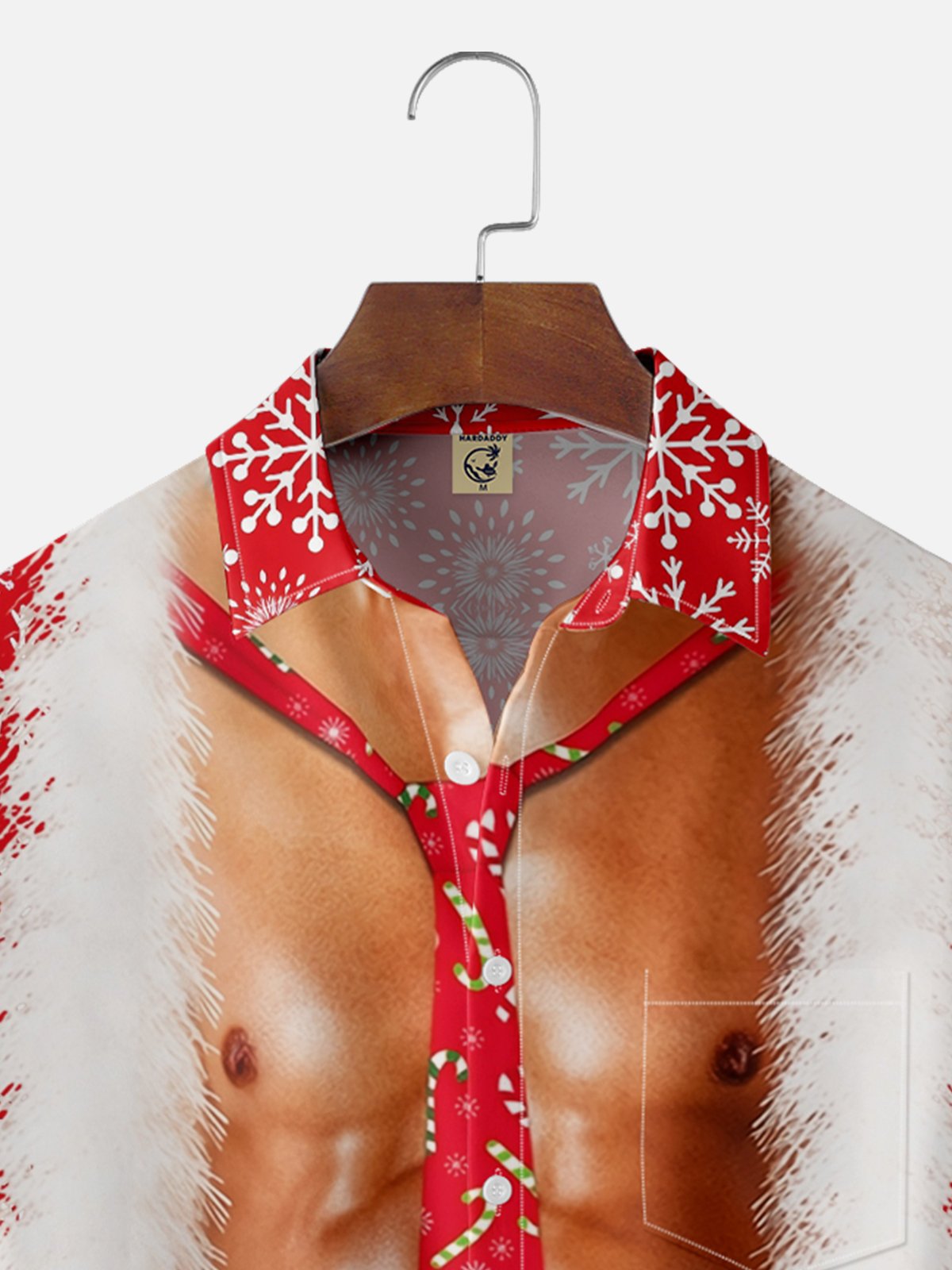 Moisture-Wicking Christmas Decoration Clothes Muscle Chest Pocket Hawaiian Shirt