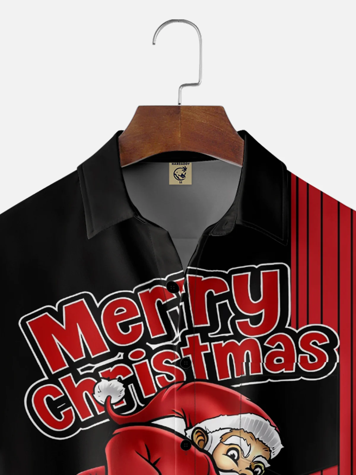 Moisture-wicking Christmas Santa Claus Chest Pocket Bowling Shirt