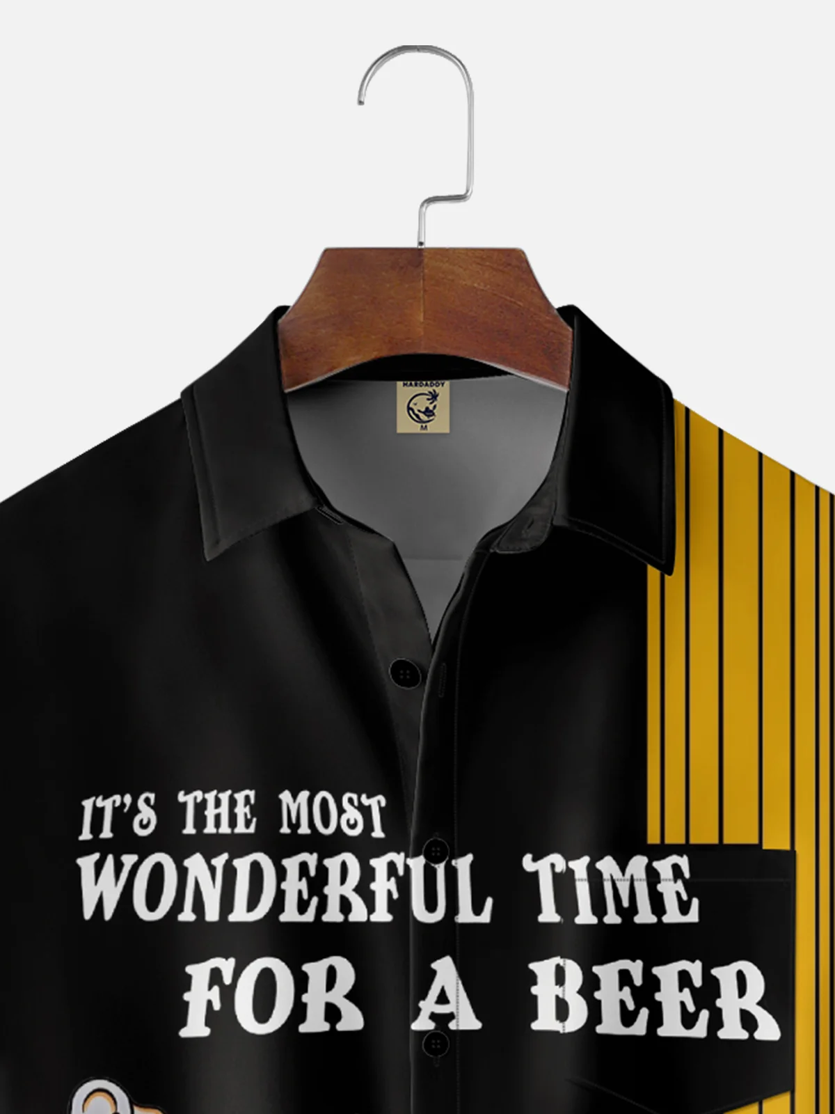 Moisture-wicking Christmas Santa Claus Beer Chest Pocket Bowling Casual Shirt