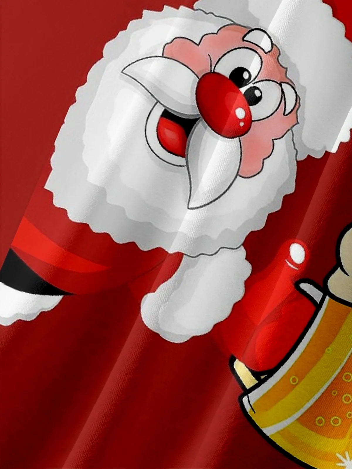 Moisture-wicking Christmas Santa Claus Reindeer Beer Chest Pocket Bowling Shirt