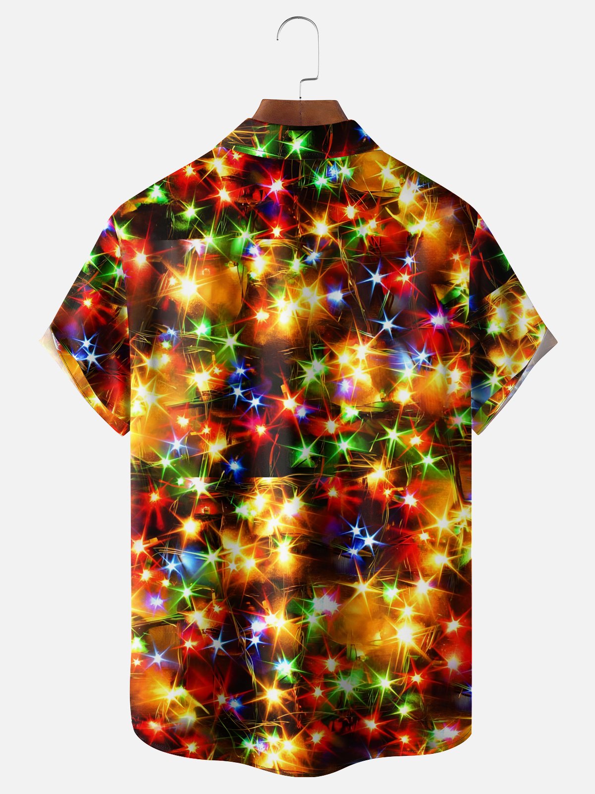 Moisture-Wicking Christmas Decoration Clothes Muscle Lights Chest Pocket Hawaiian Shirt