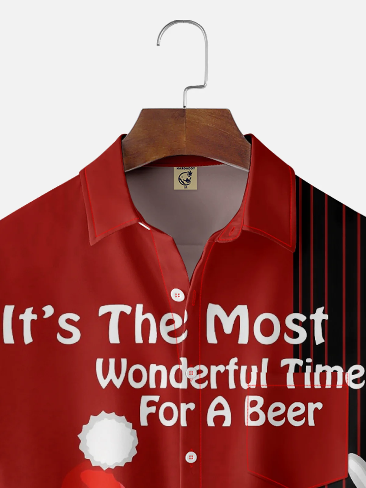 Moisture-wicking Christmas Santa Claus Reindeer Beer Chest Pocket Bowling Shirt