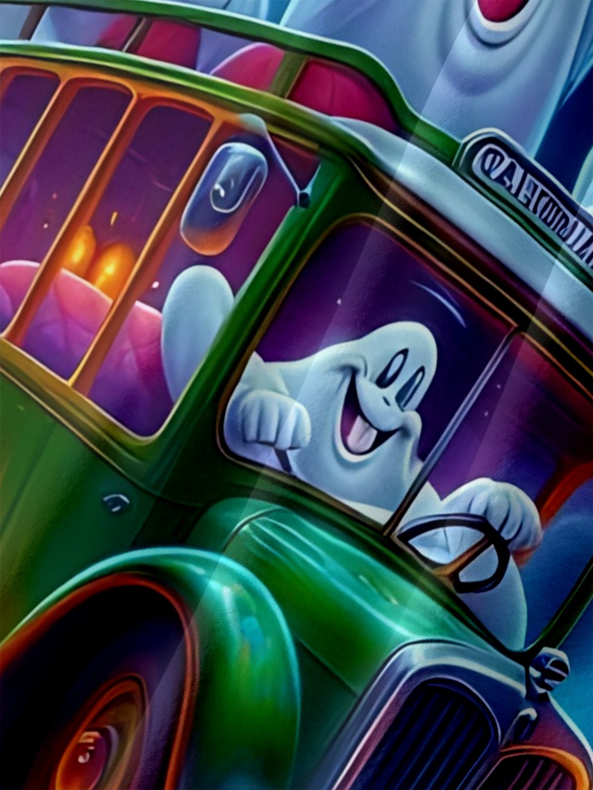 Big Size Moisture-Wicking Halloween Gradient Ghost Car Pumpkin Chest Pocket Hawaiian Shirt