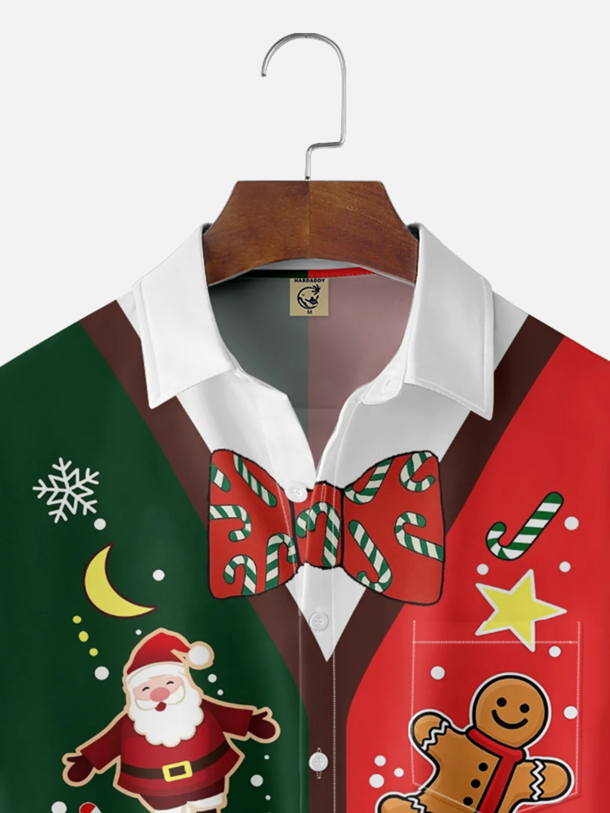 Moisture-wicking Christmas Santa Claus Chest Pocket Ugly Shirt