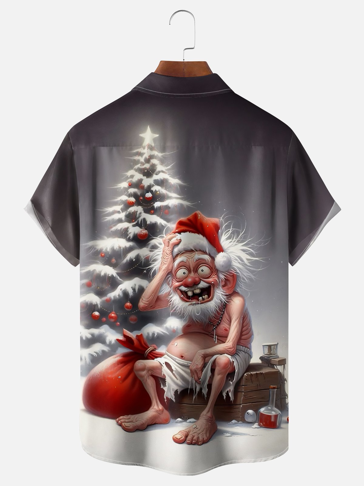 Moisture Wicking Merry Christmas Funny Santa Chest Pocket Hawaiian Shirt