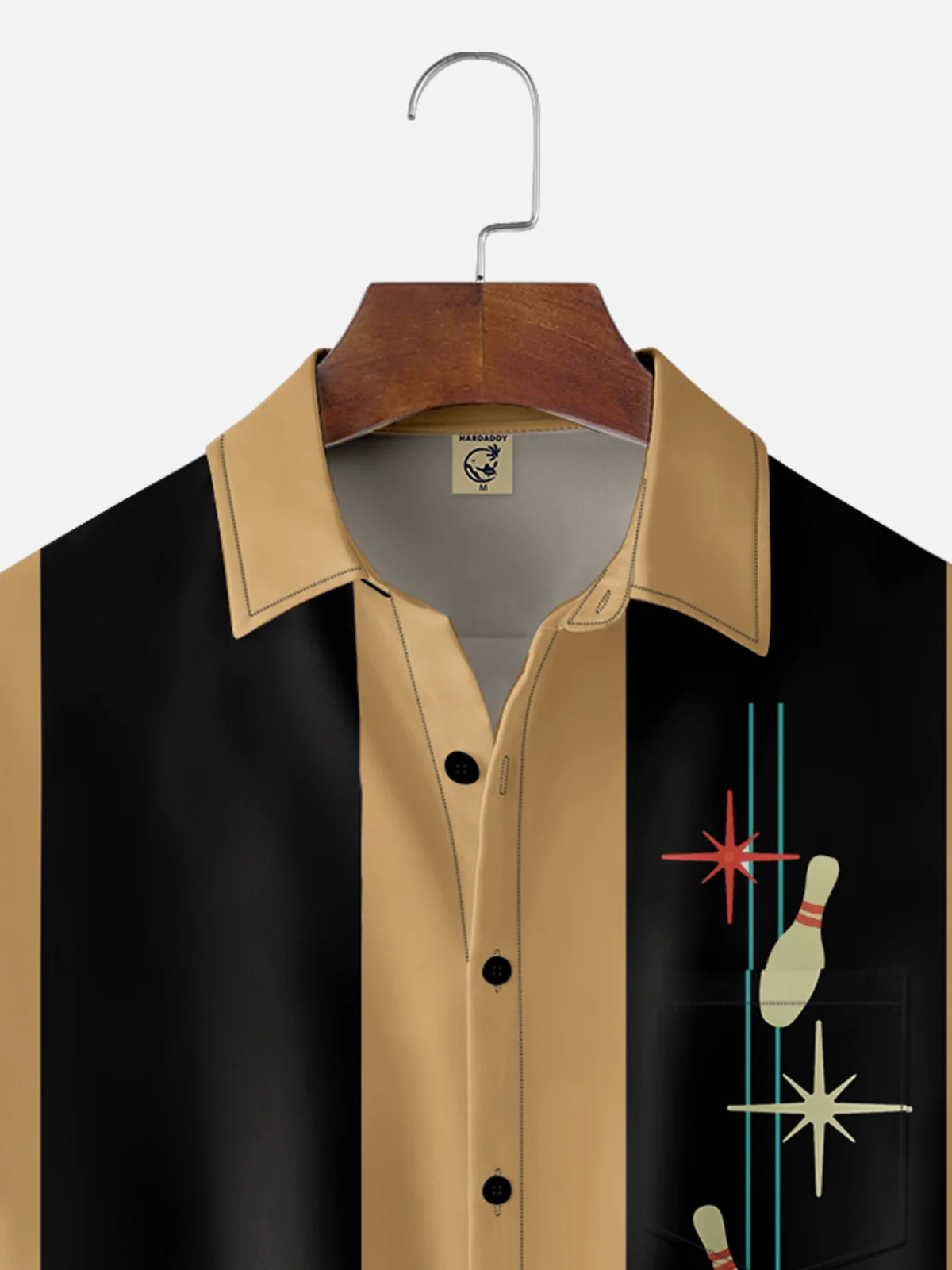 Moisture-Wicking Medieval Geometric Bowling Chest Pocket Hawaiian Shirt