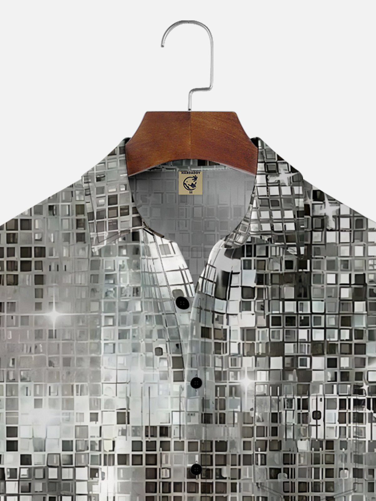 Moisture-wicking Retro Disco Light Geomatric Chest Pocket Casual Shirt
