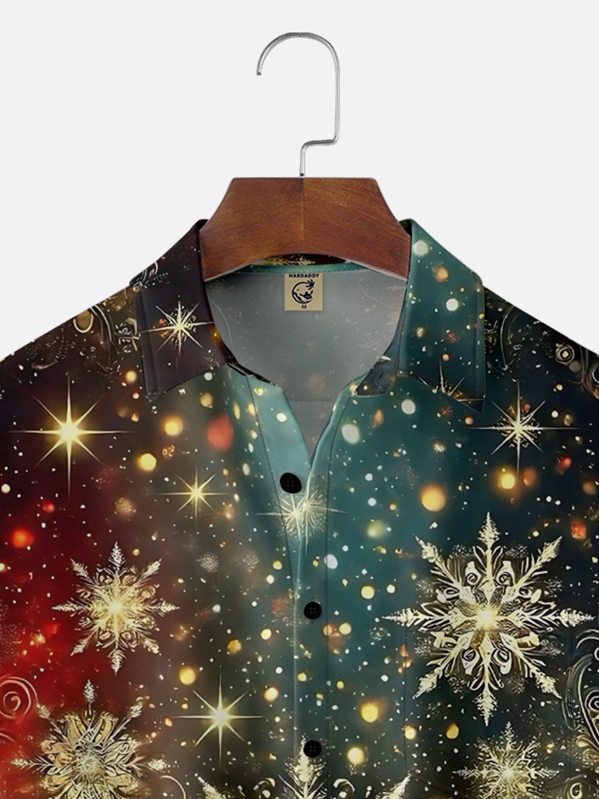 Moisture Wicking Merry Christmas Snowflake Chest Pocket Hawaiian Shirt