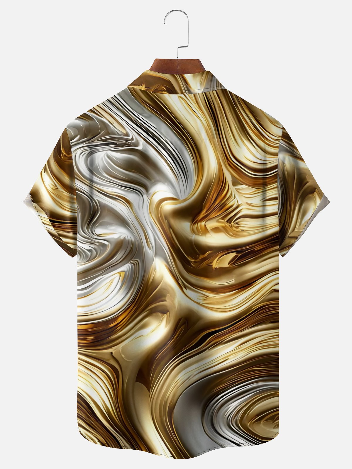 Moisture-wicking Retro Gradient Ripple Chest Pocket Casual Shirt
