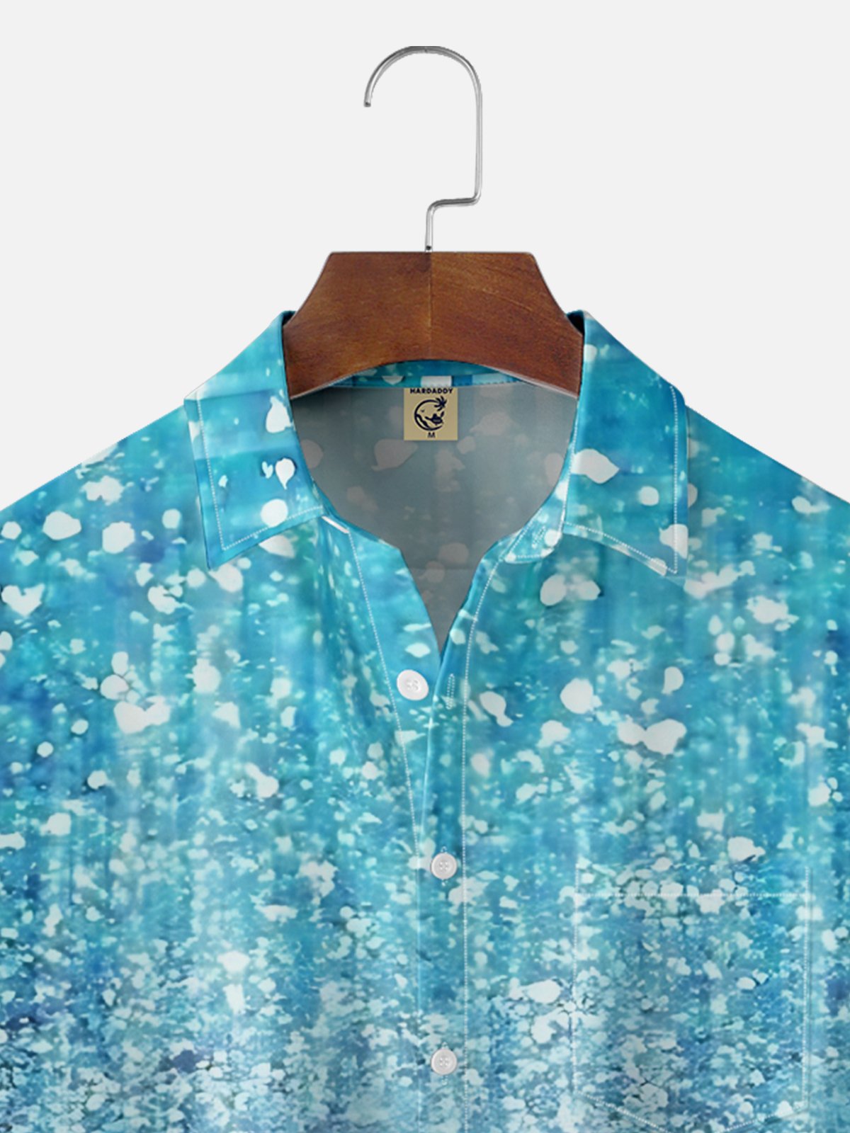 Moisture-wicking Retro Gradient Glitter Print Chest Pocket Party Shirt