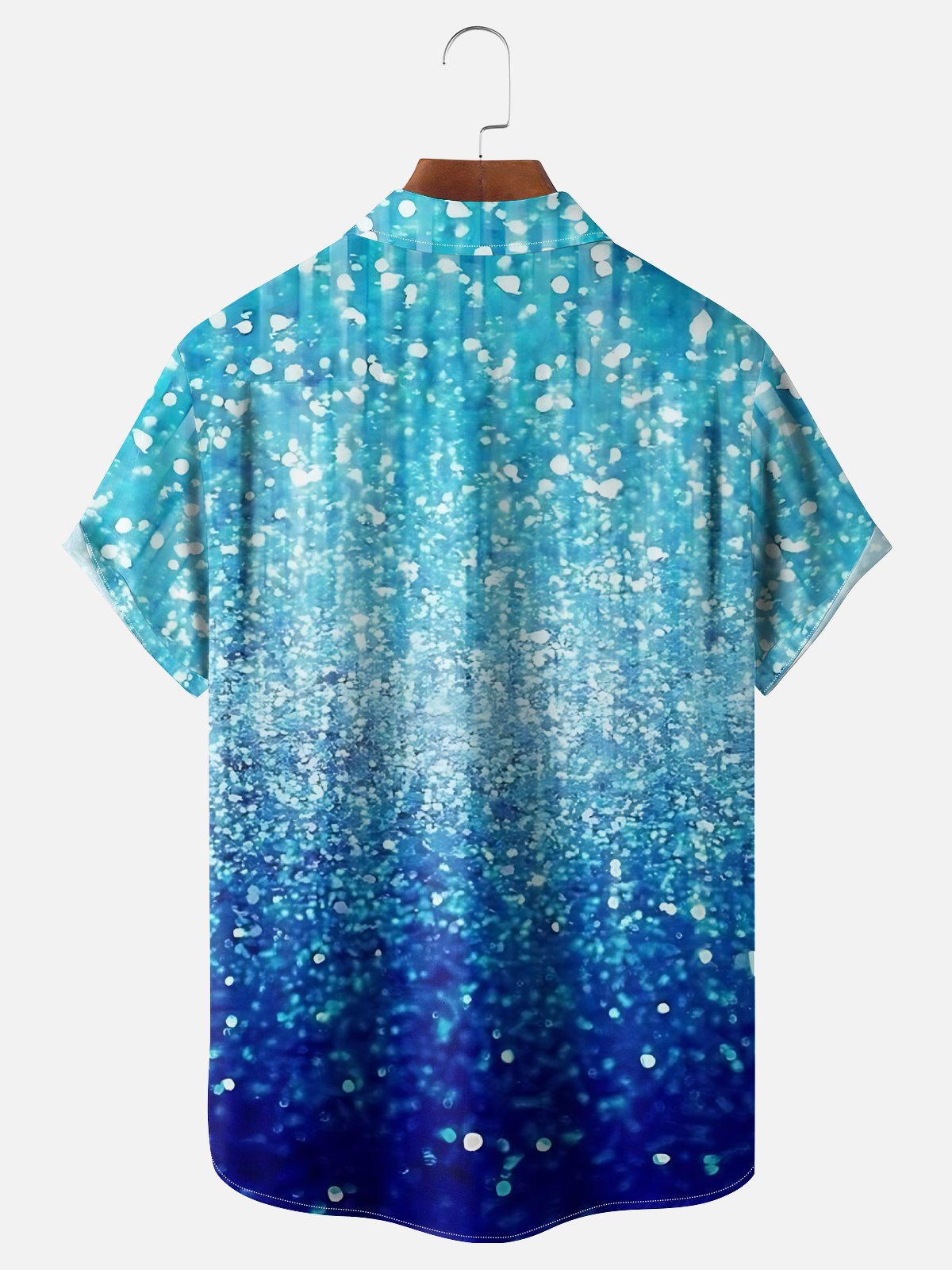 Moisture-wicking Retro Gradient Glitter Print Chest Pocket Party Shirt