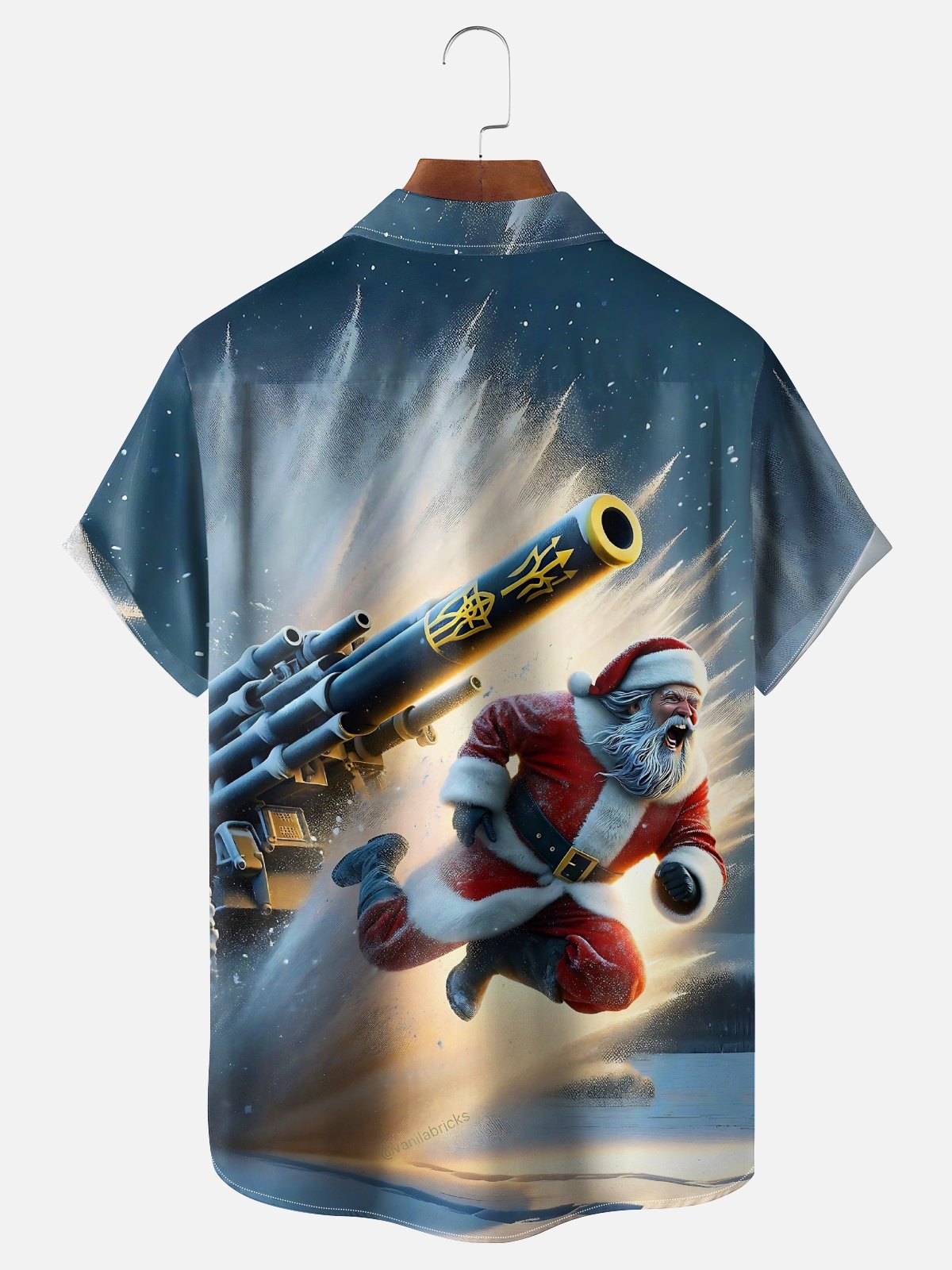 Moisture-wicking Christmas Santa Claus Tank Chest Pocket Casual Shirt