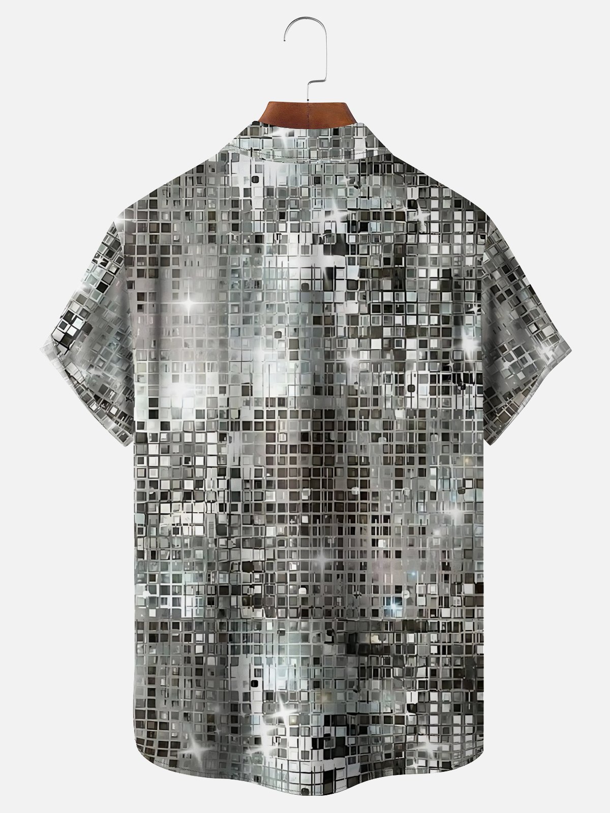 Moisture-wicking Retro Disco Light Geomatric Chest Pocket Casual Shirt