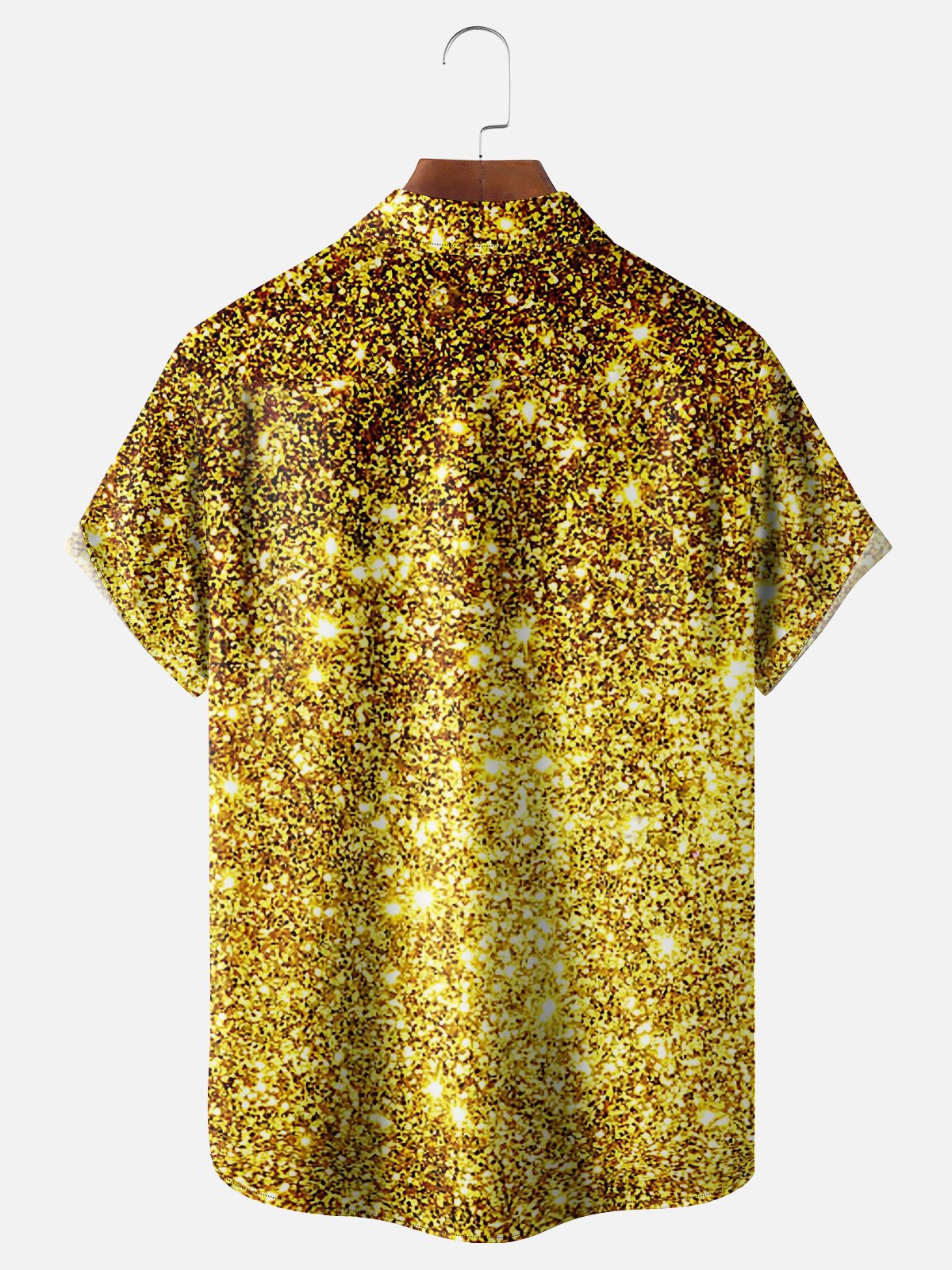 Moisture-wicking Retro Glitter Print Chest Pocket Party Shirt