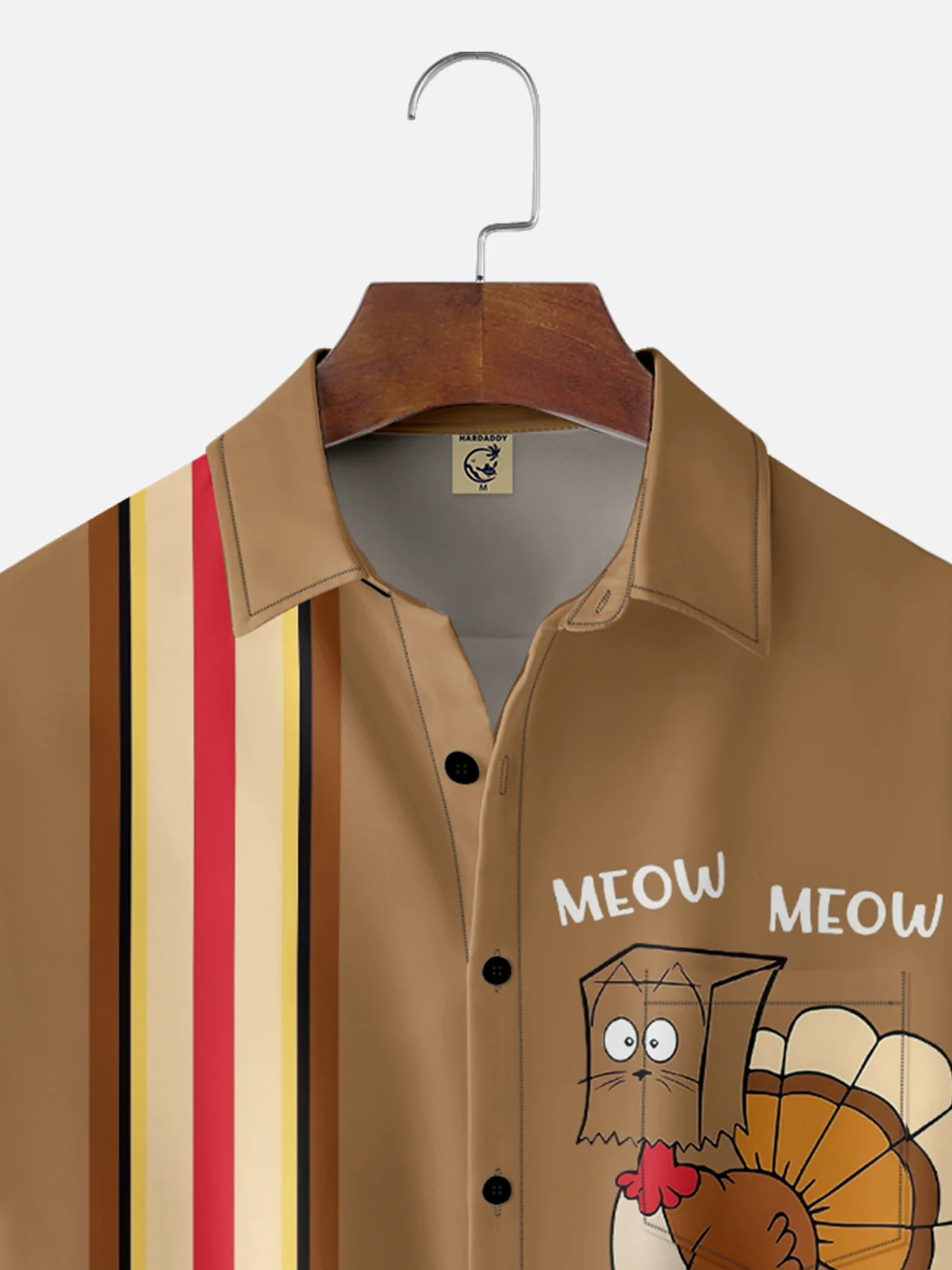 Moisture-Wicking Fun Thanksgiving Turkey Chest Pocket Bowling Shirt