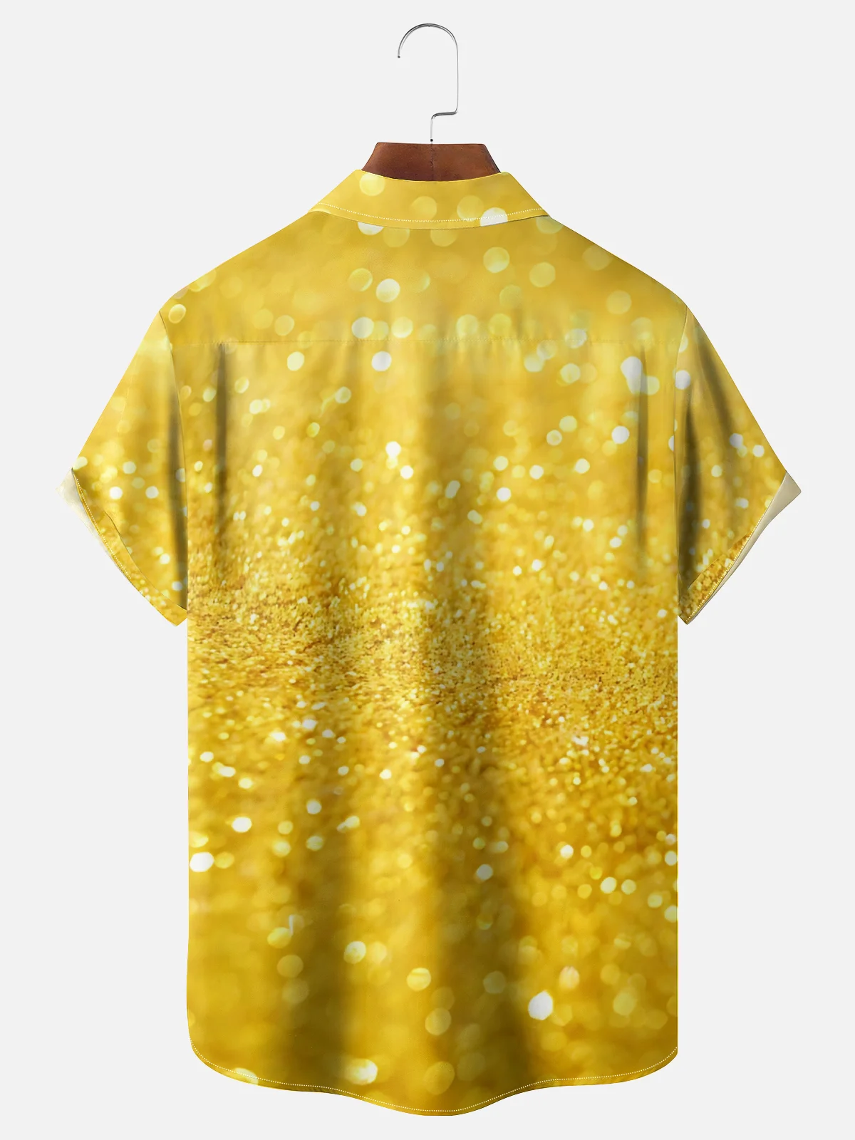 Moisture-wicking Retro Glitter Print Chest Pocket Party Shirt
