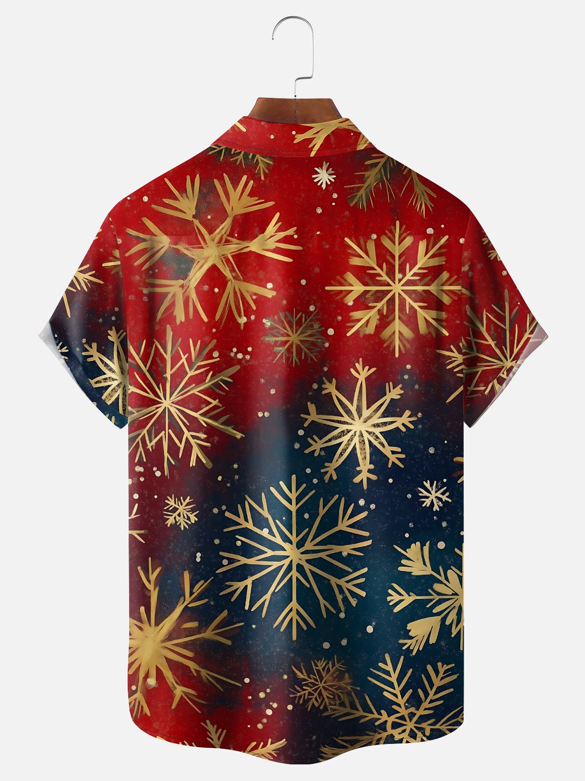 Moisture Wicking Merry Christmas Star Snowflake Chest Pocket Hawaiian Shirt