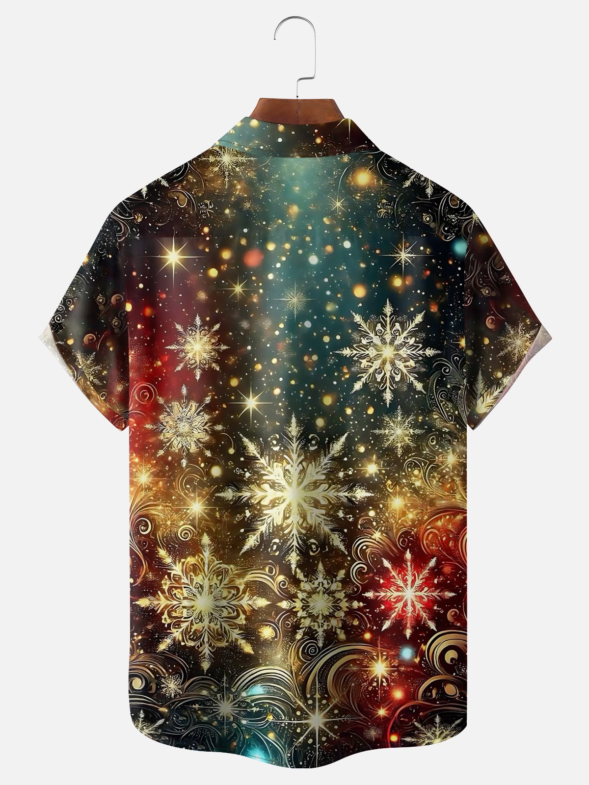 Moisture Wicking Merry Christmas Snowflake Chest Pocket Hawaiian Shirt