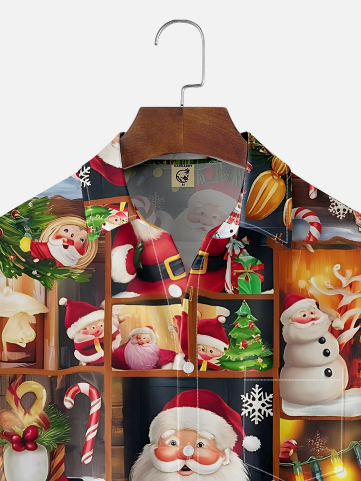 Moisture-wicking Christmas Santa Claus Chest Pocket Casual Shirt